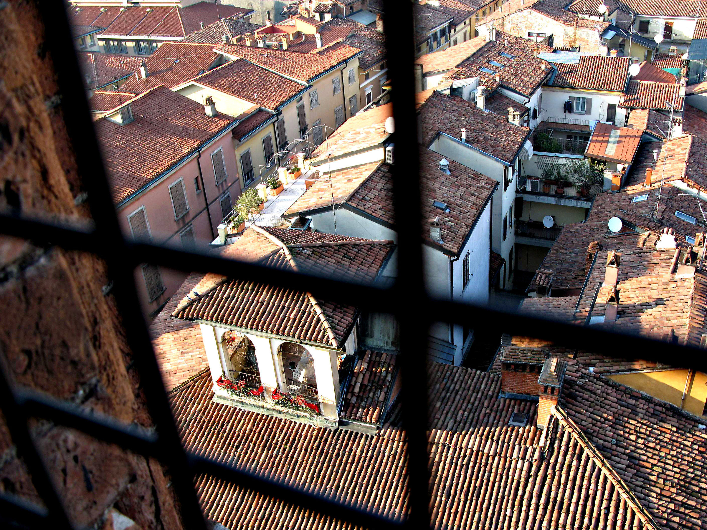 Altana fiorita vista dal Torrazzo, Cremona