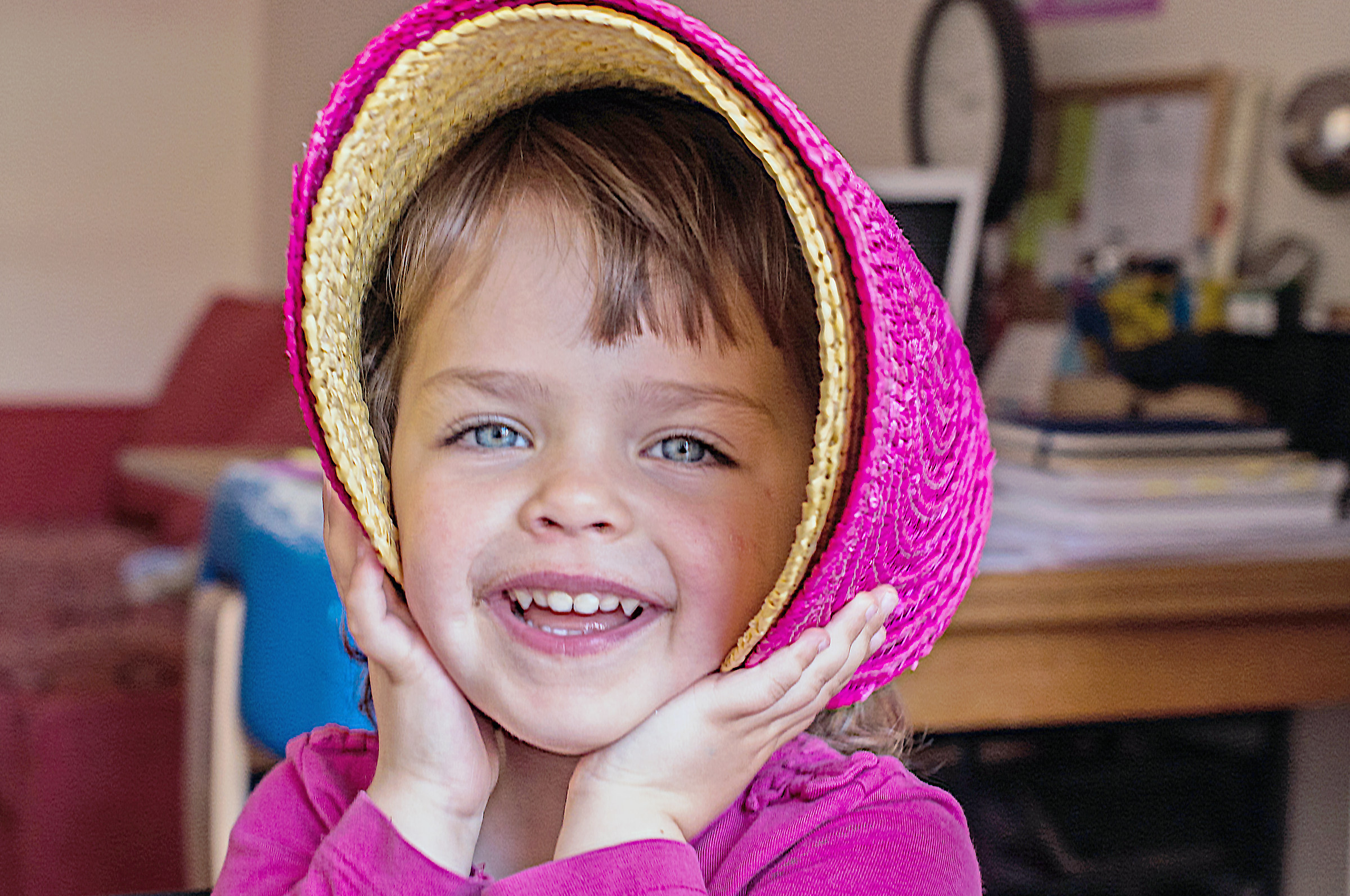 The yellow hat and fuchsia