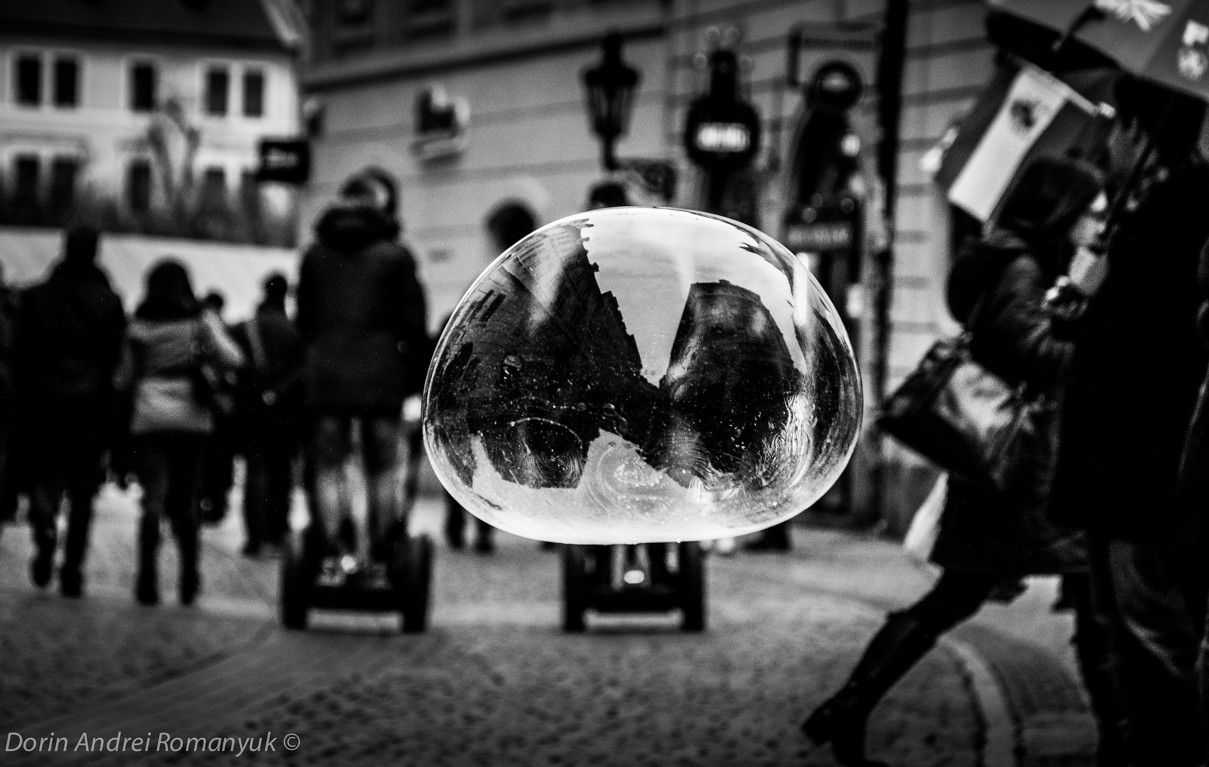 Mirror Balloon on Prague streets