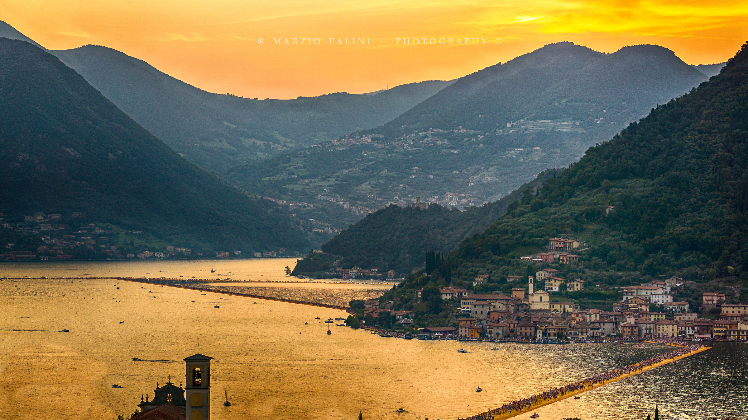 The sun sets on floating Piers