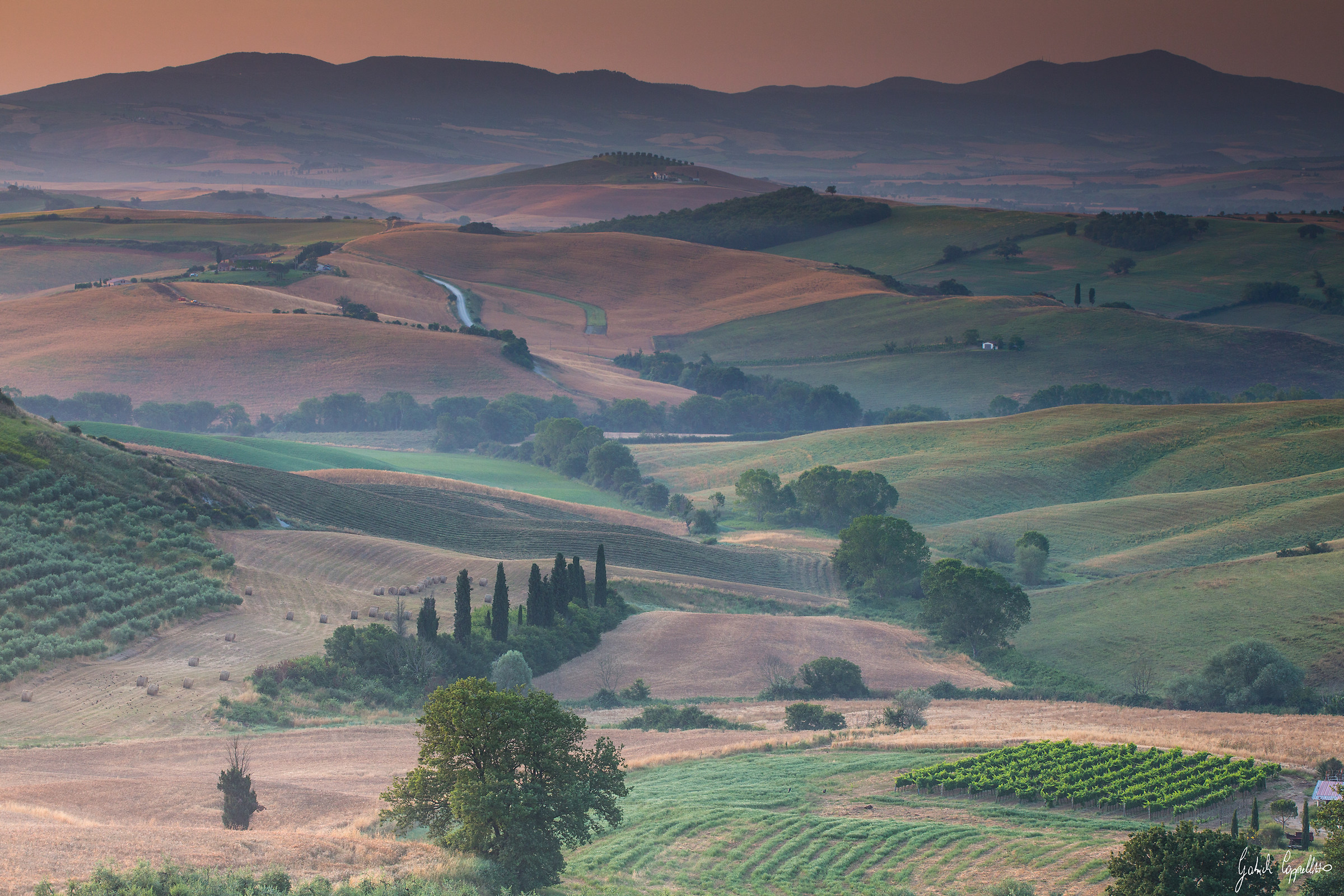 The haze and the Tuscan countryside