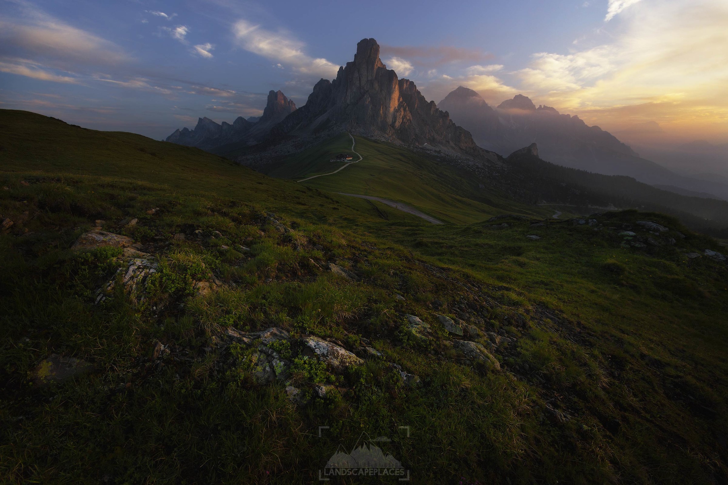 First light over Giau Pass.