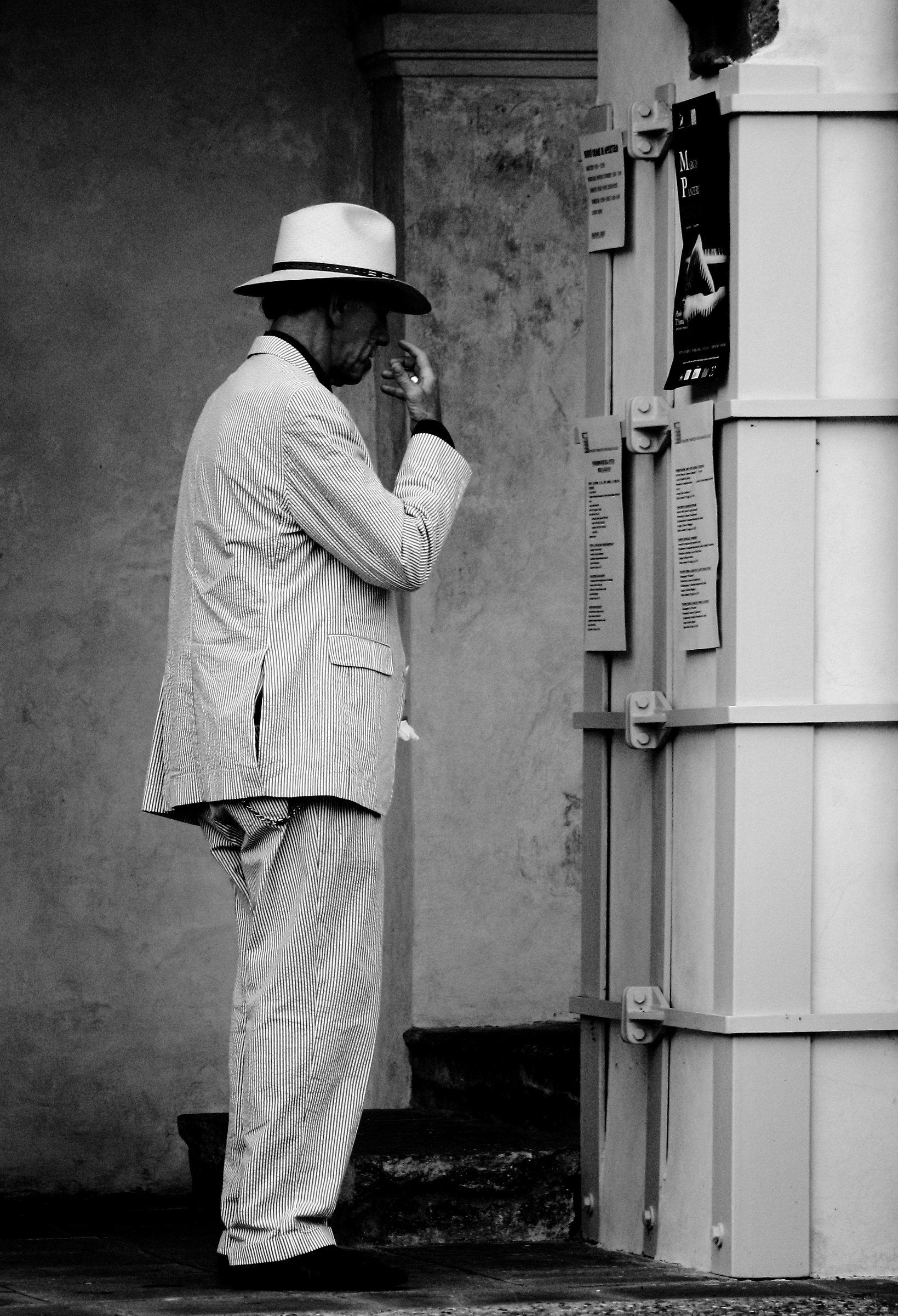 the bluesman is preparing to sing ... concentration
