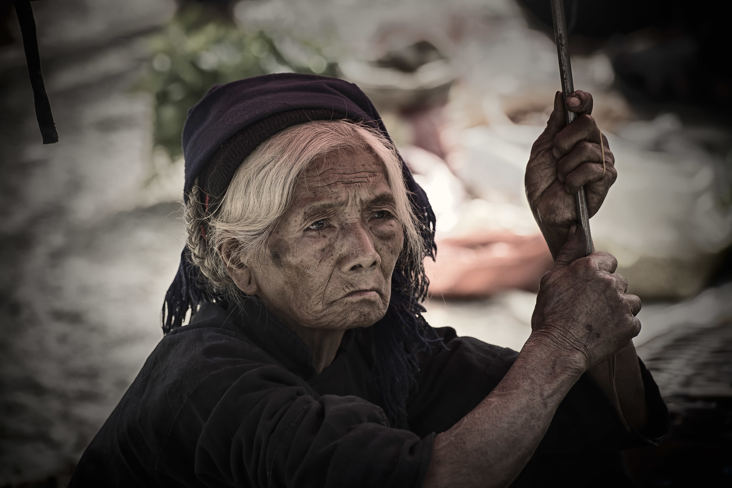 Elderly woman at Y Ty market (North Vietnam)