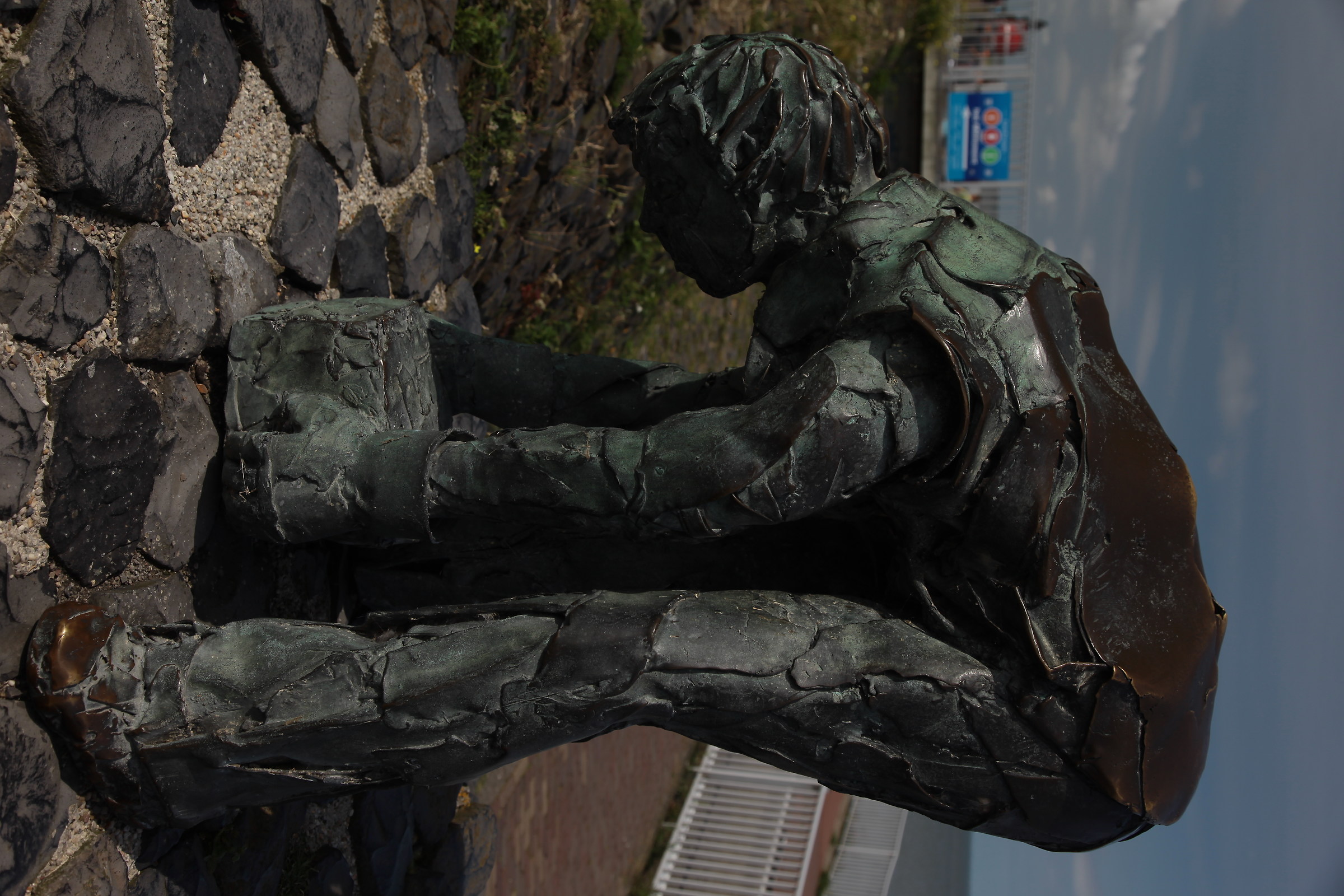 the worker who puts the stone dam