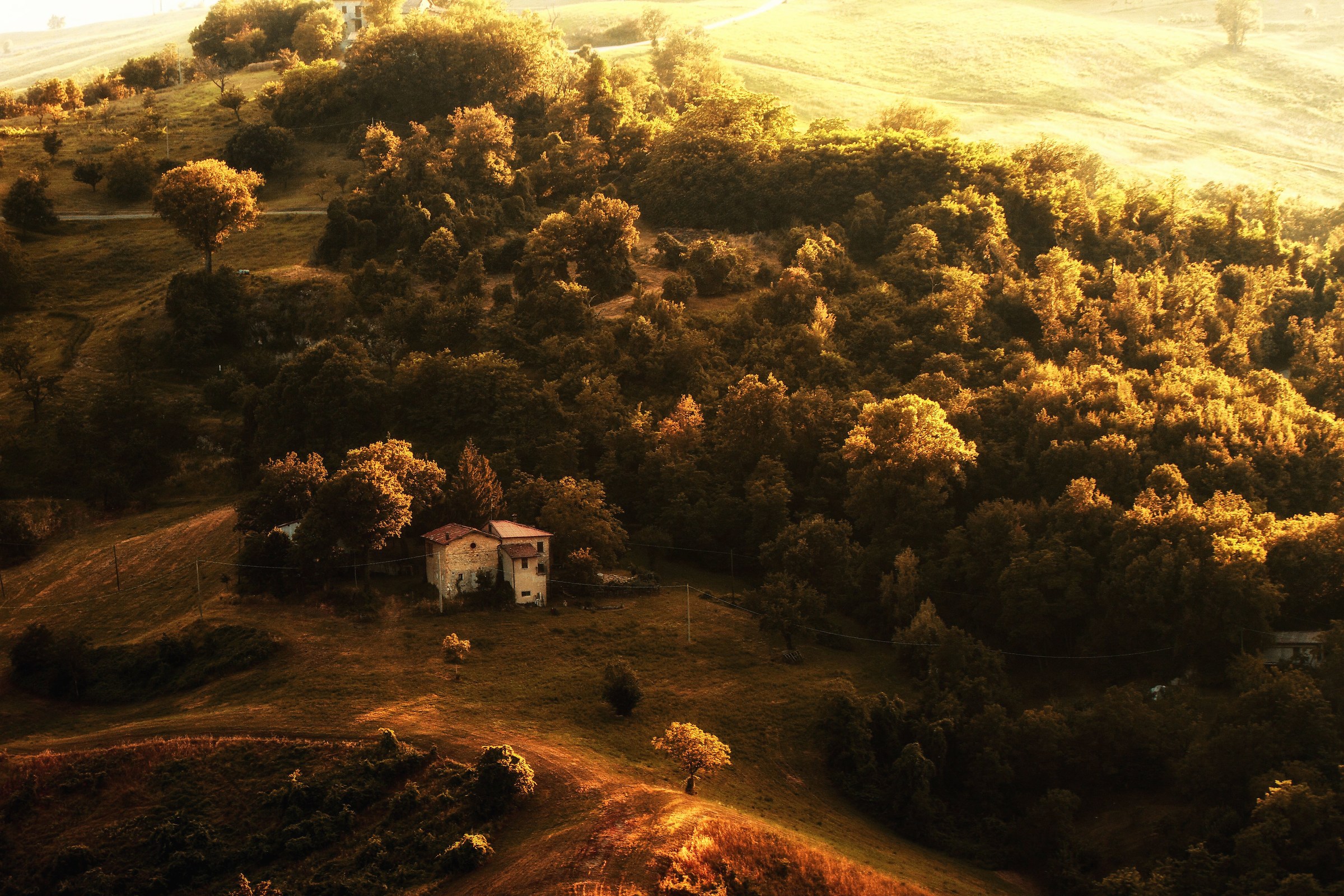 The house in the shade of sunset