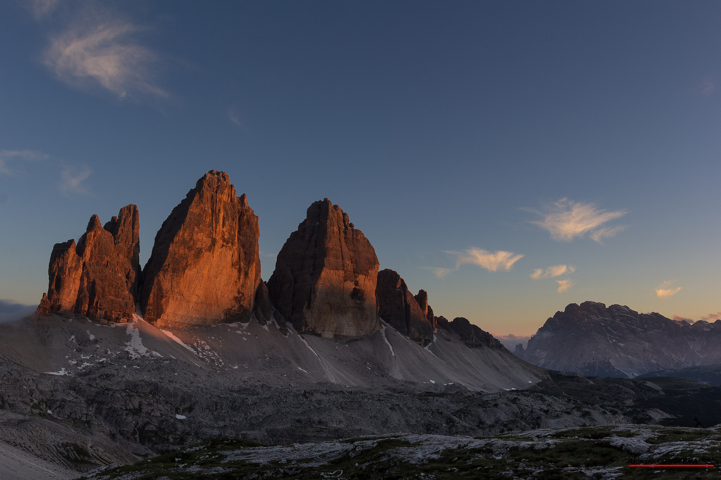 Tre Cime Lavaredo at sunset