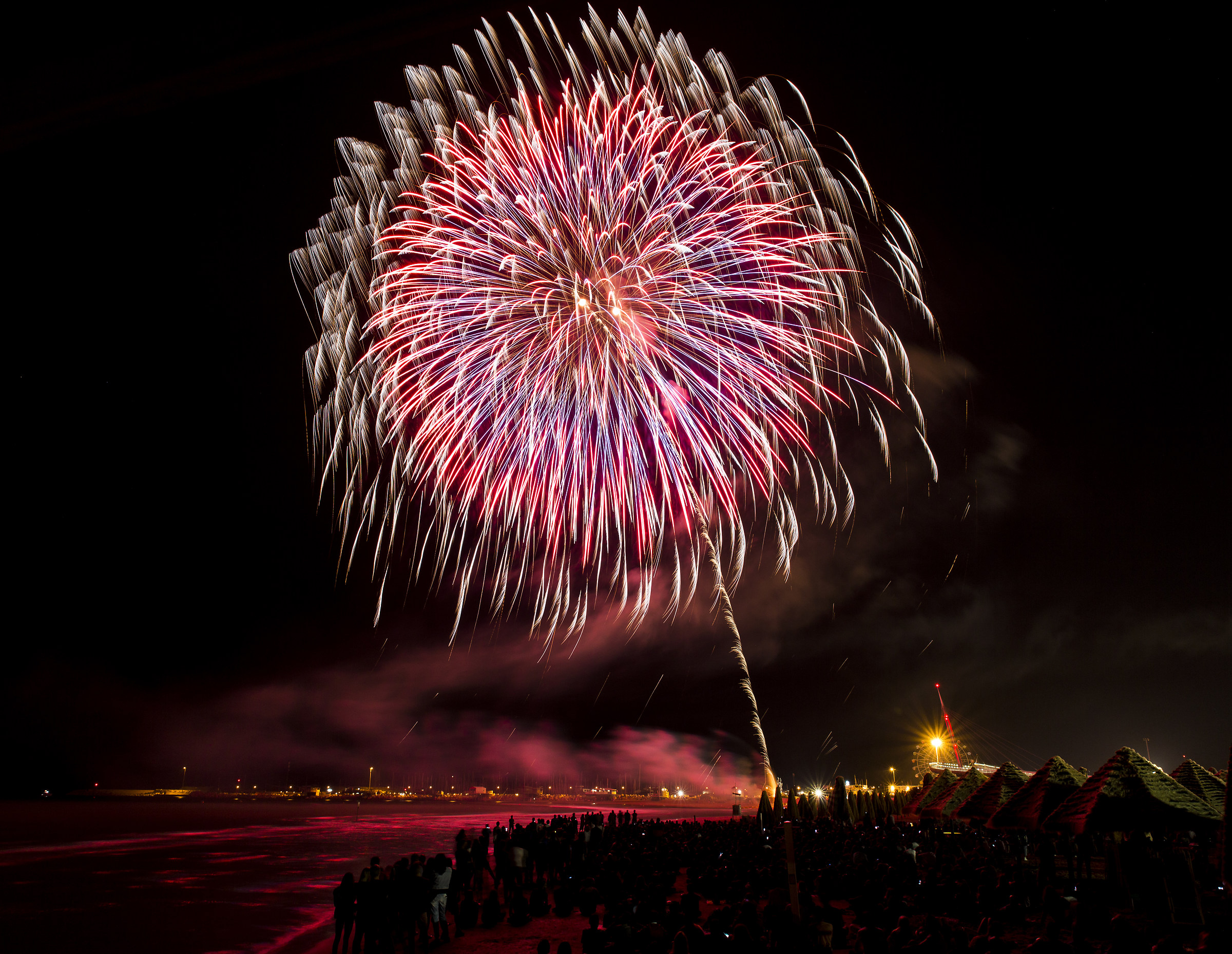 Fireworks over the sea in Pescara
