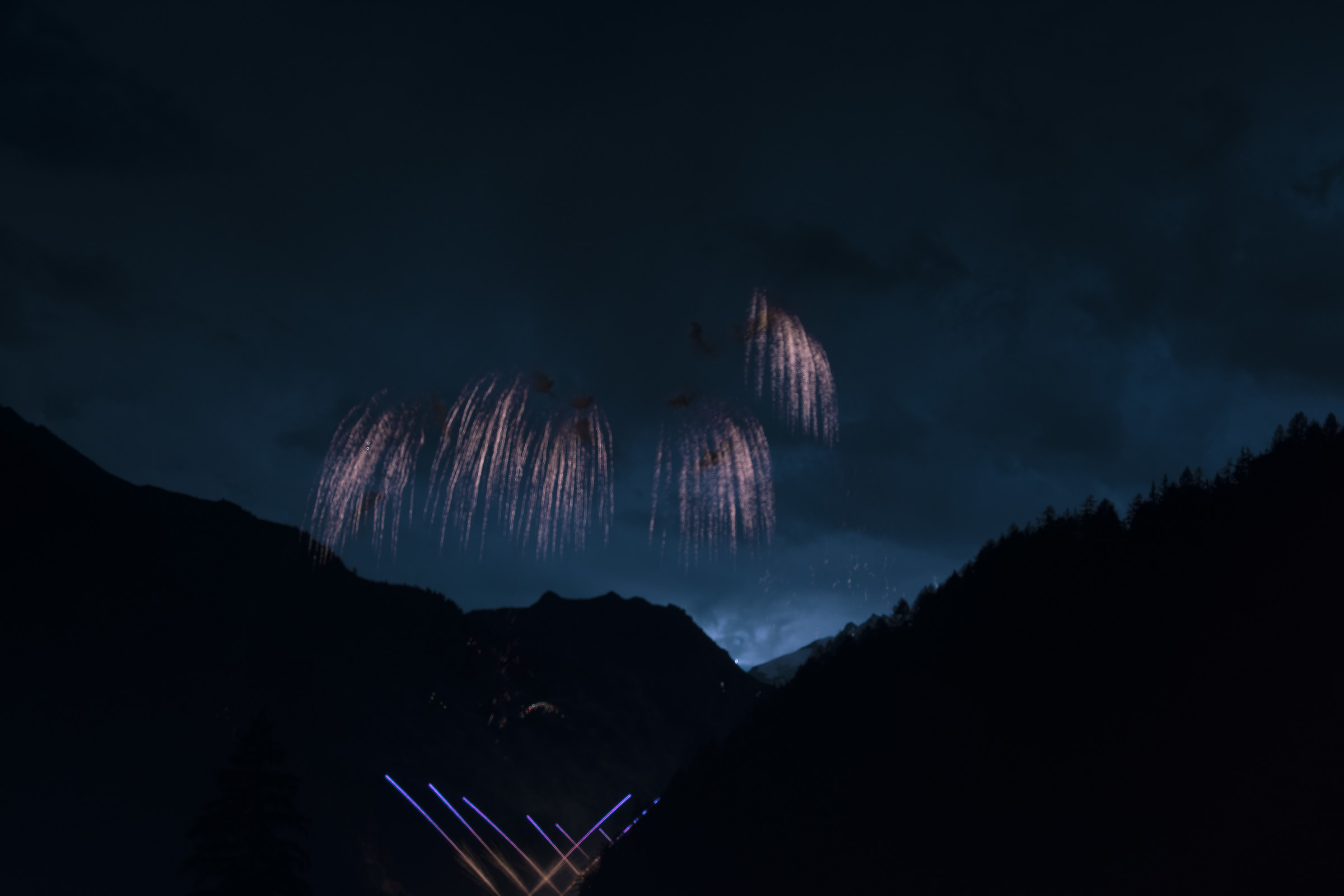 fireworks display with a natural lightning
