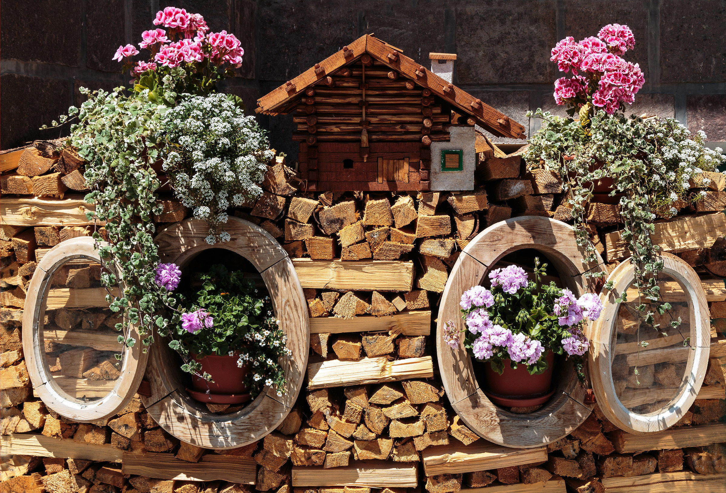 Woodshed ... decorated and flowered.