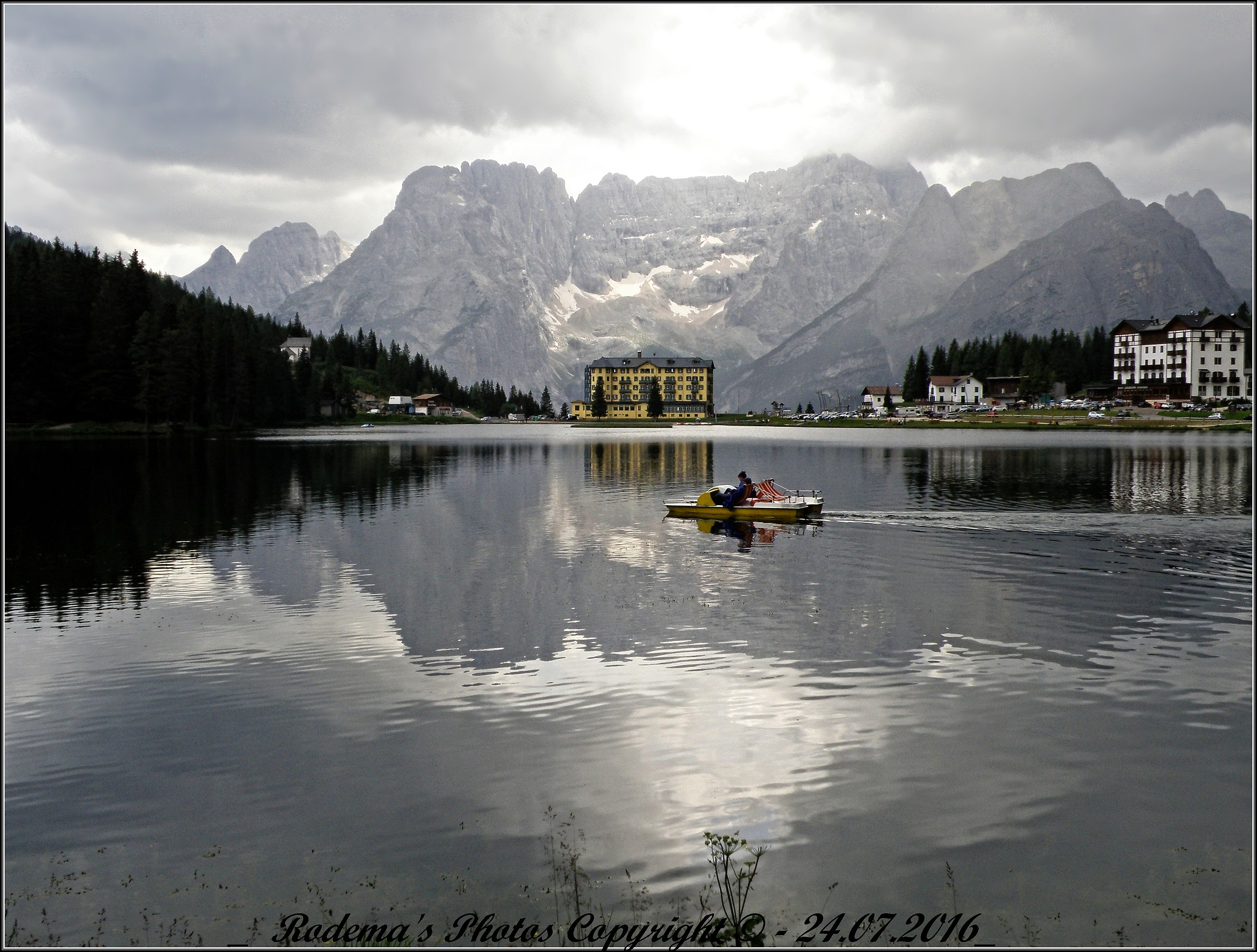 Pedal boat crossing of Lake Misurina