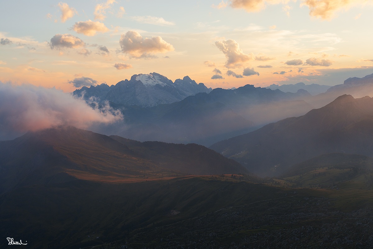 Sunset towards the Marmolada