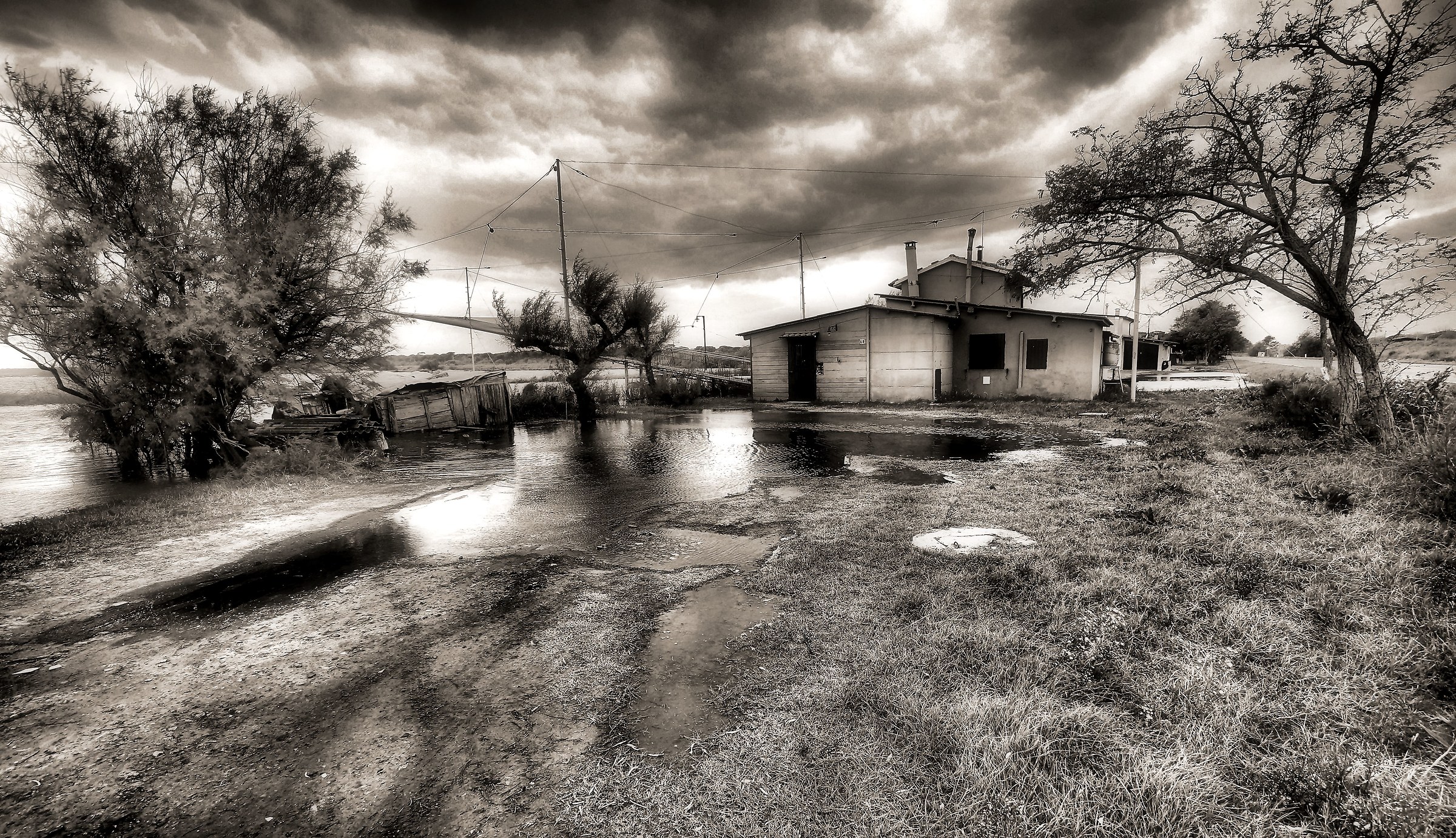 And the high water reached the lawn