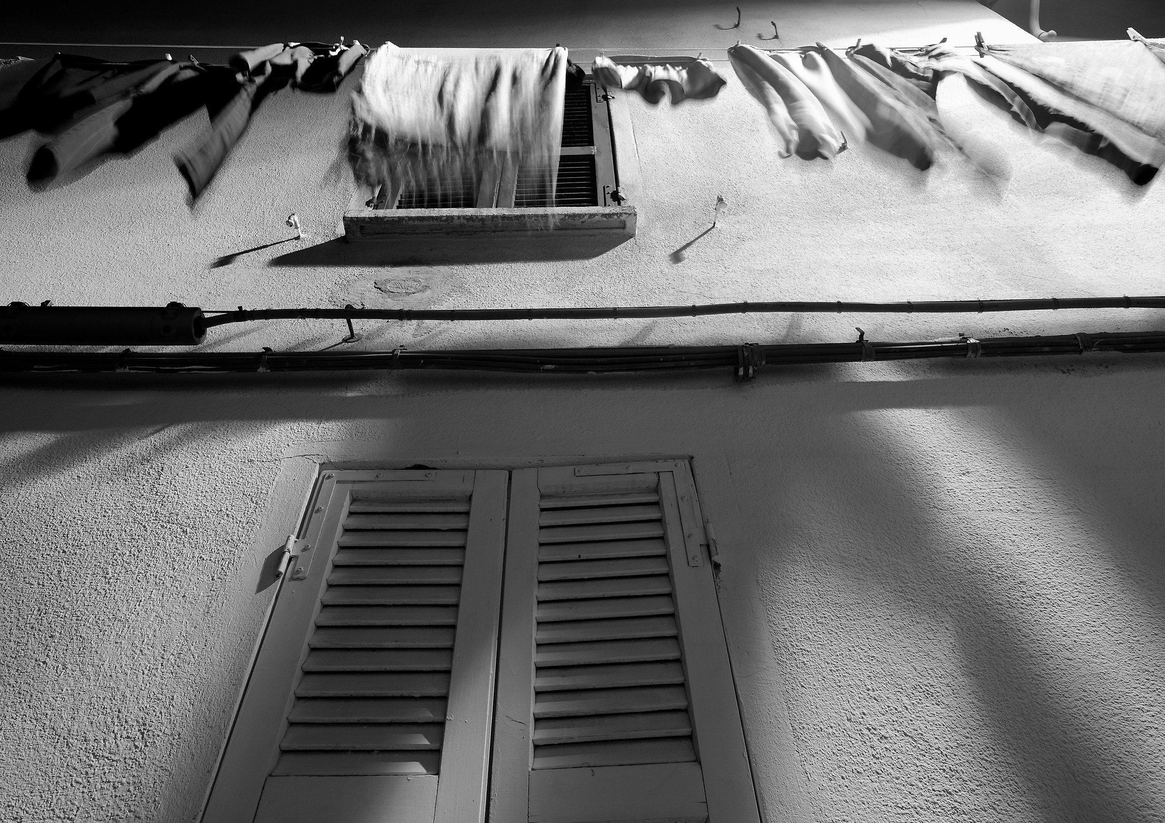 Clothes in the wind in the night