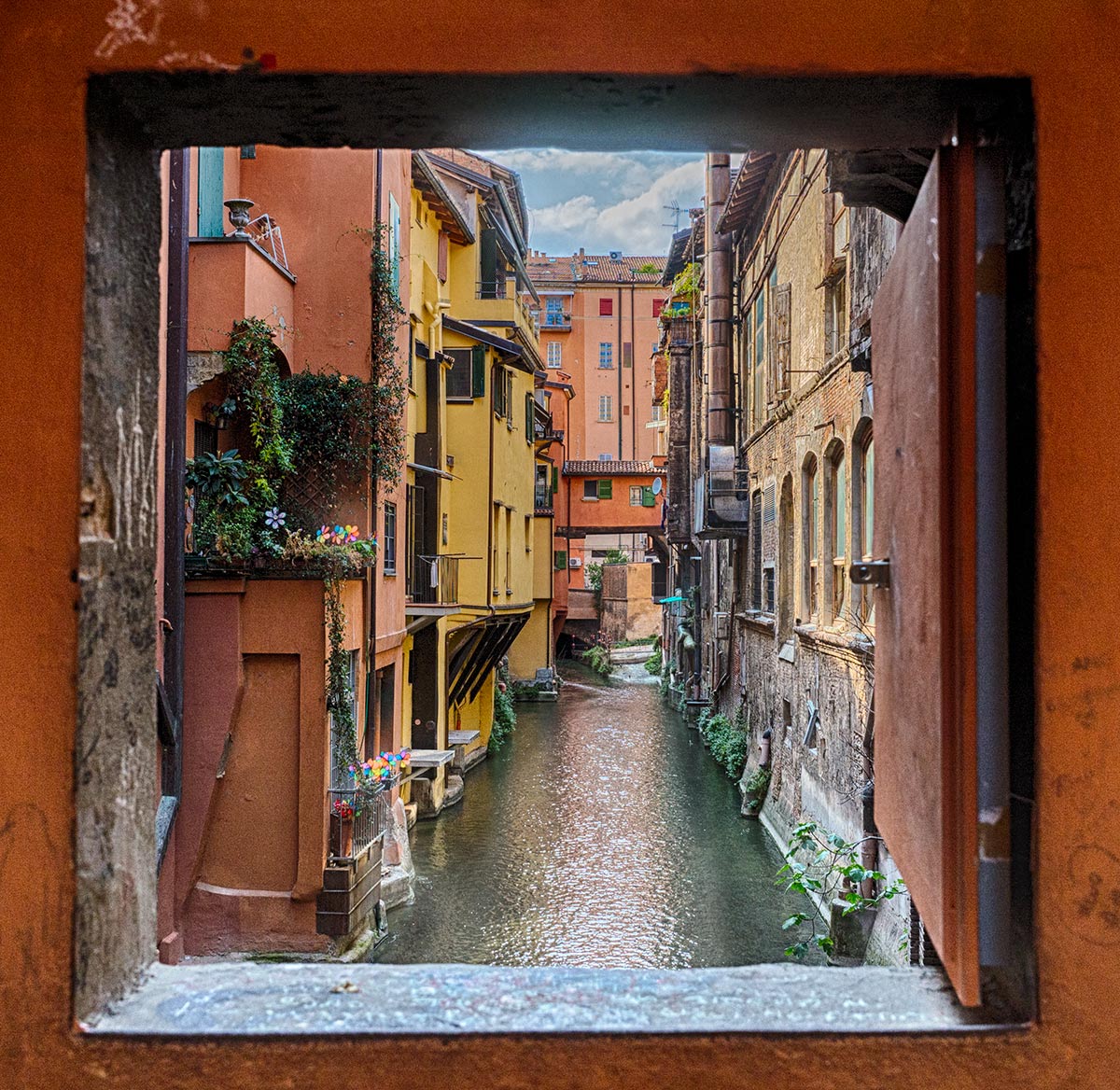 Bologna and the canal window