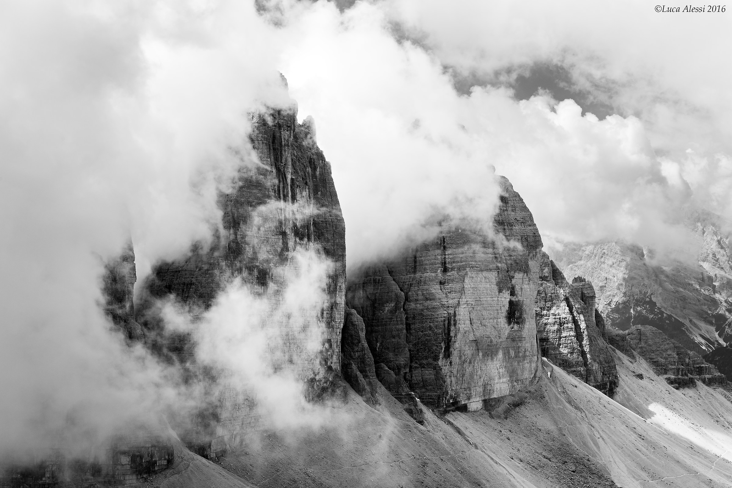Tre cime dalla vetta del Paterno