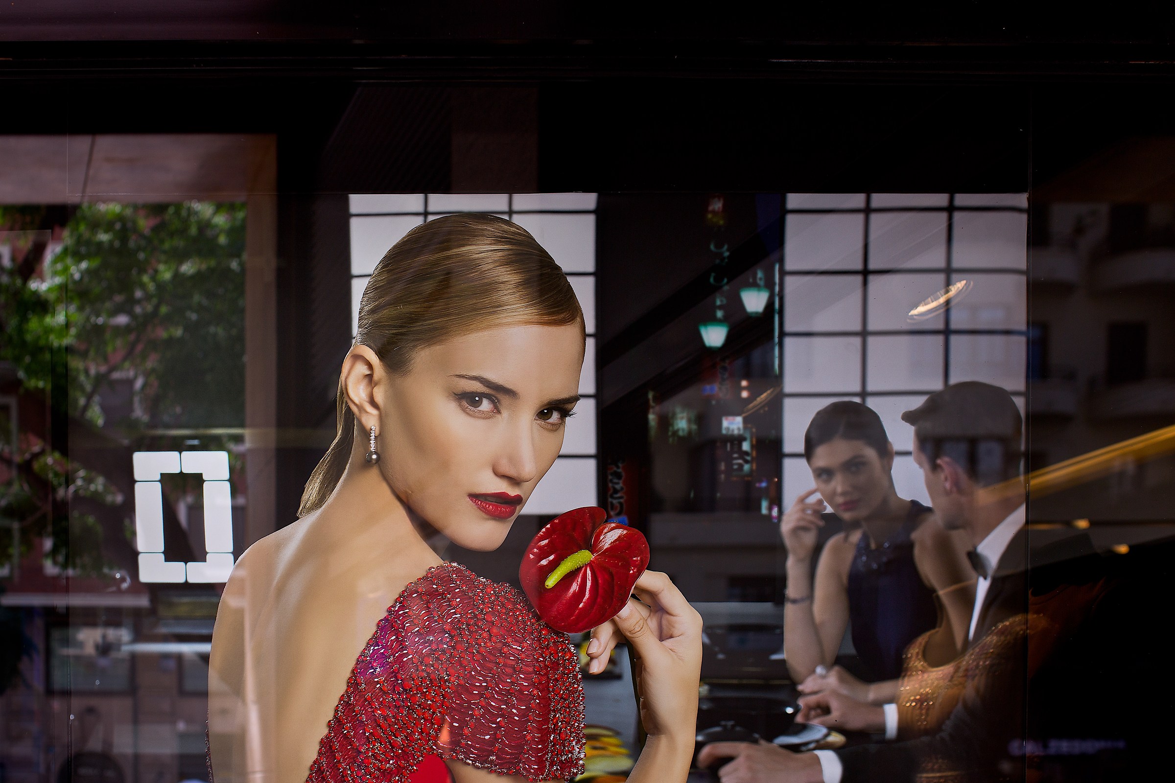 Behind the glass ... the fire ...