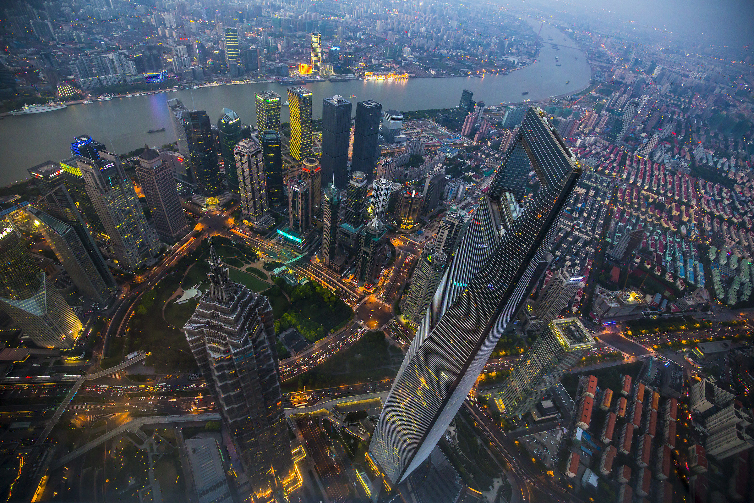 Vista dal 120° piano delle Shanghai Tower