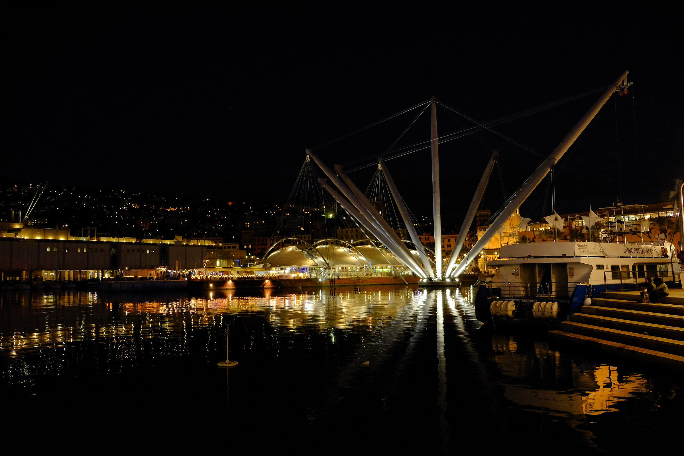 ancient port night Genoa