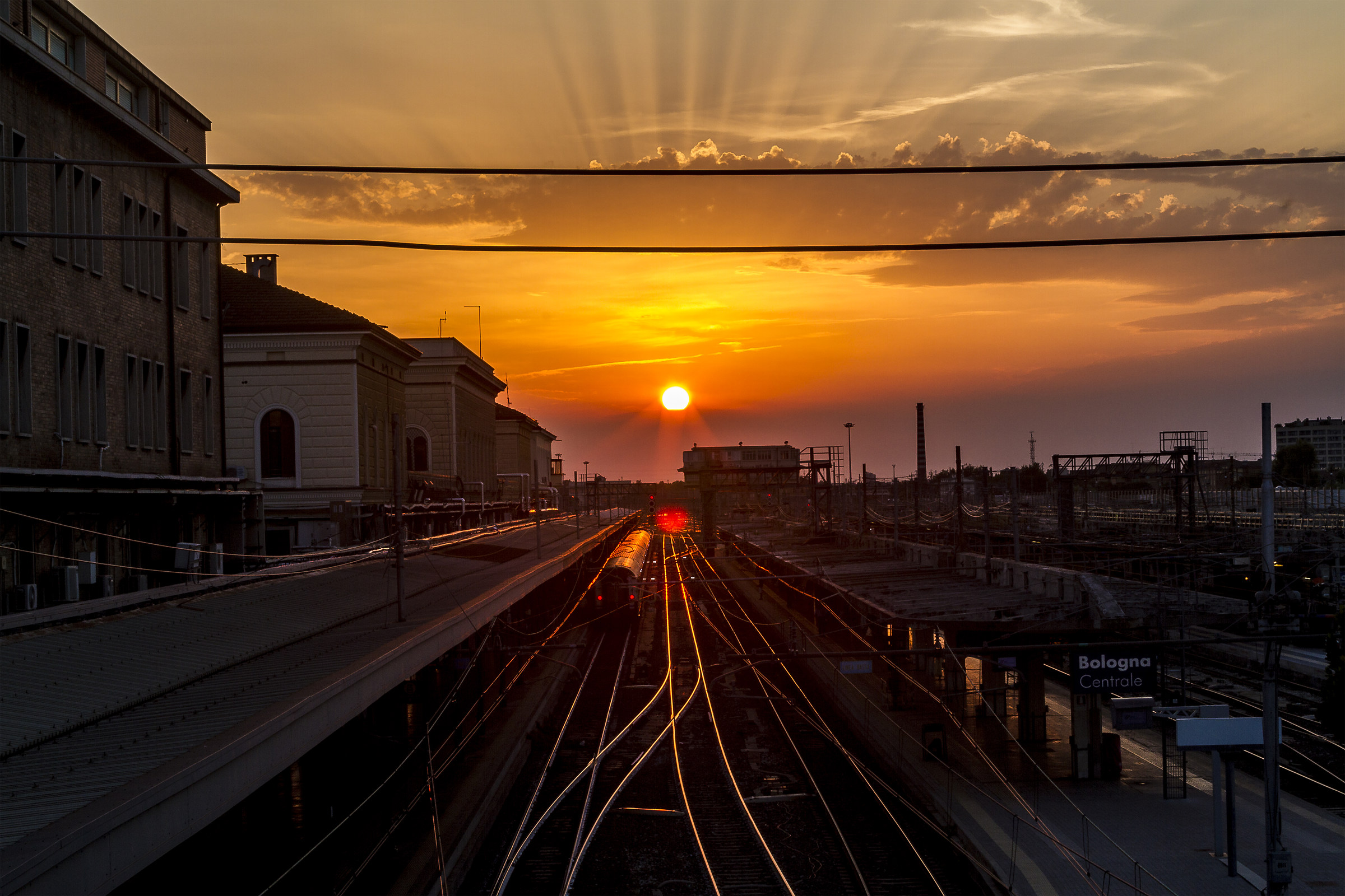 Sunset at the central station of Bologna