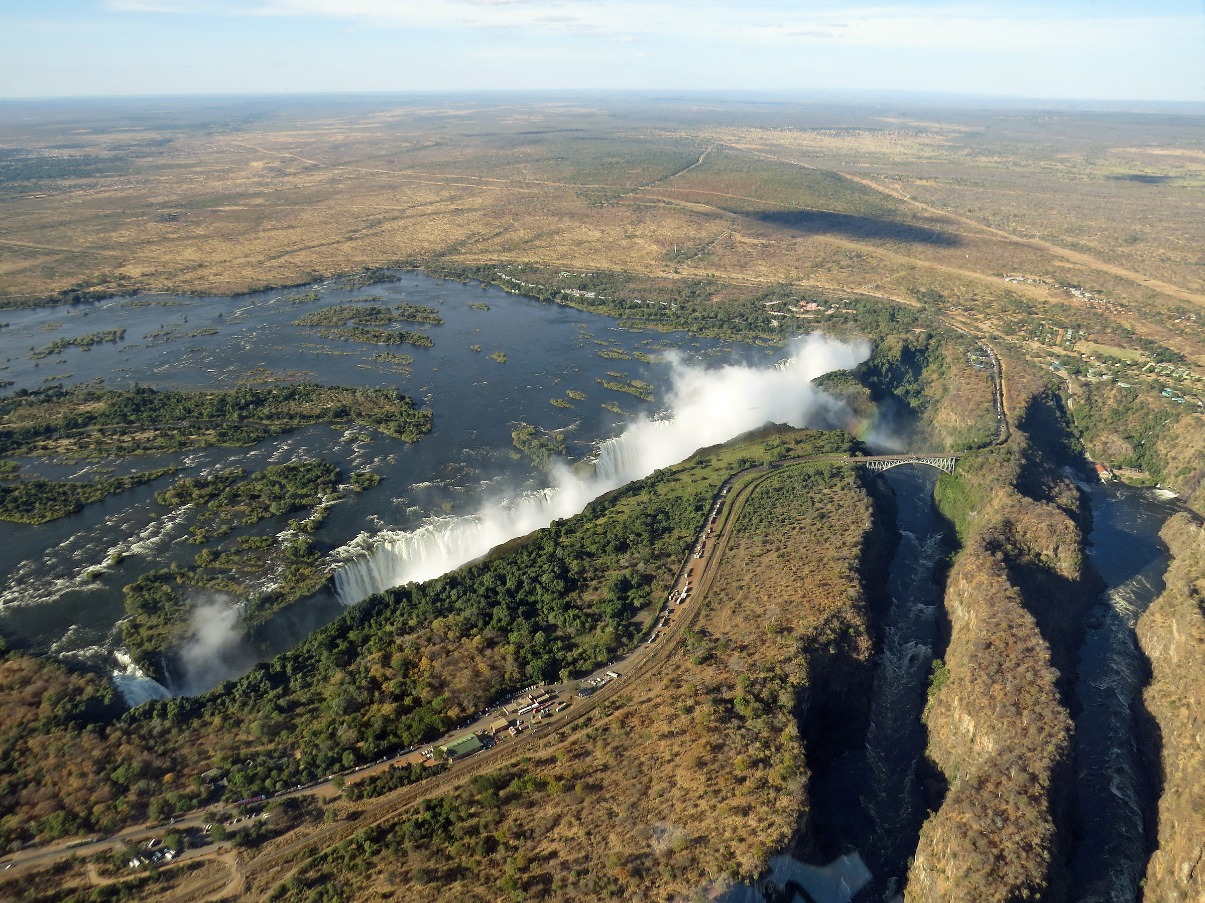 Victoria Falls with the cracks of the ancient cascat