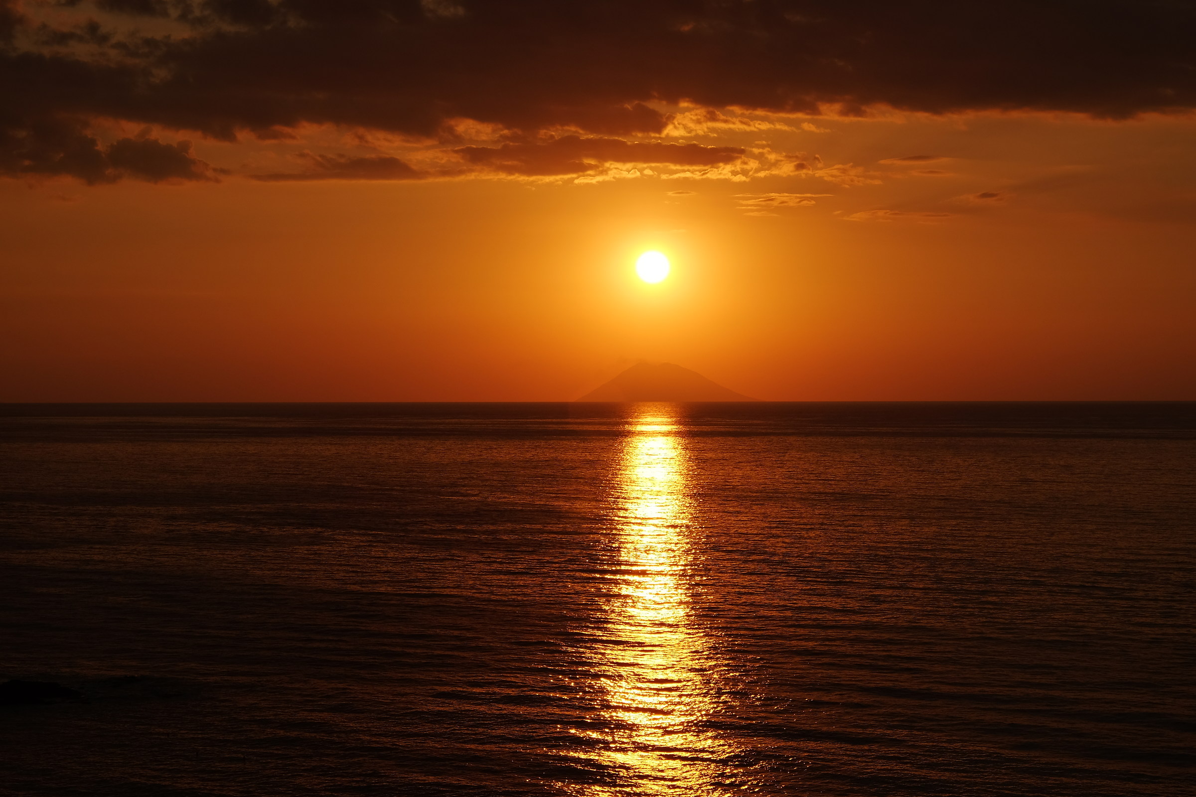 sunset on stromboli