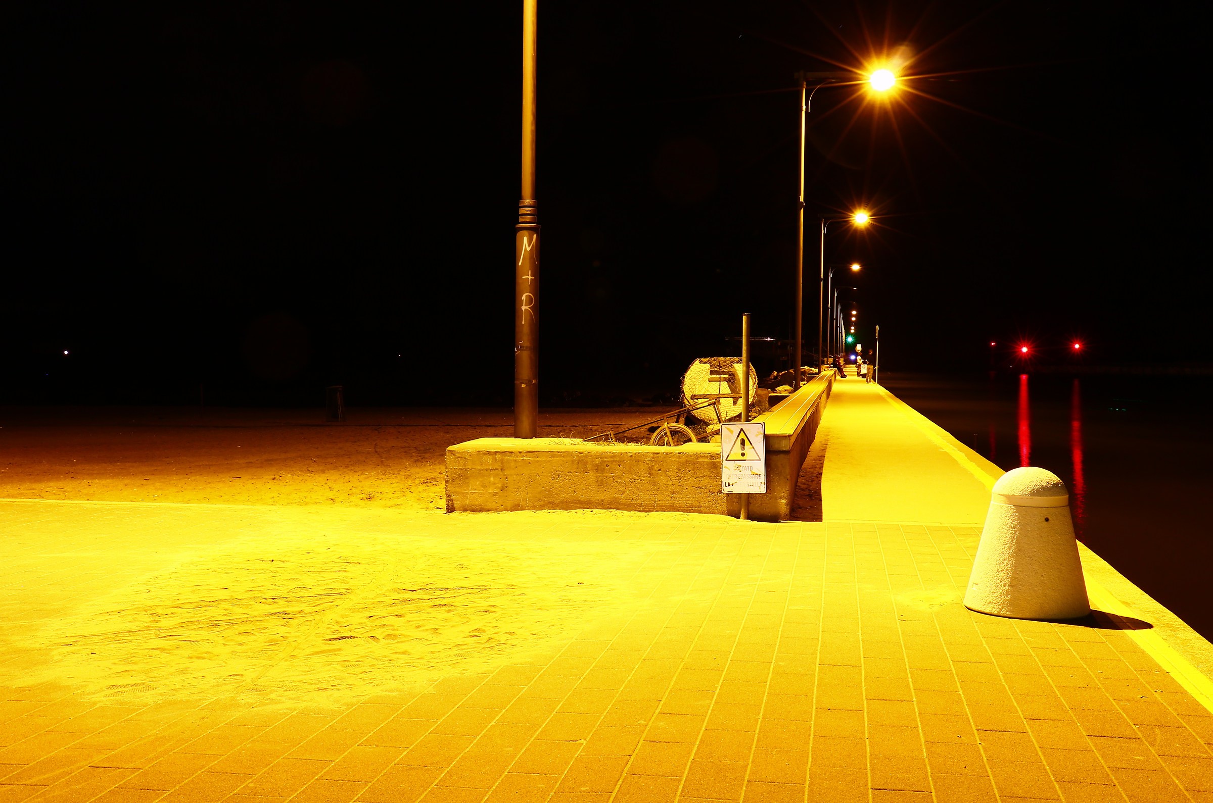 Harbor canal at night