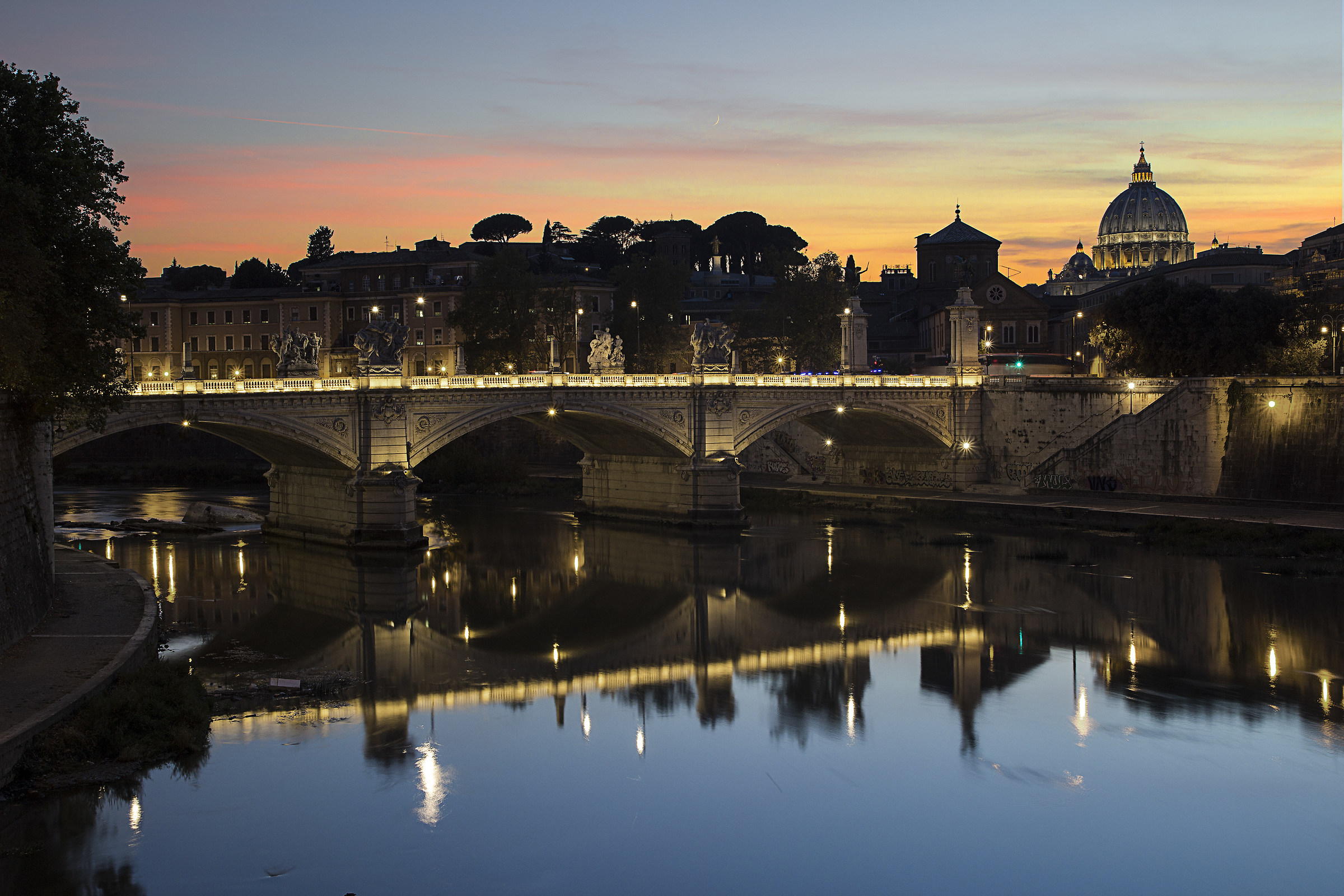 Sant'Angelo Bridge at sunset
