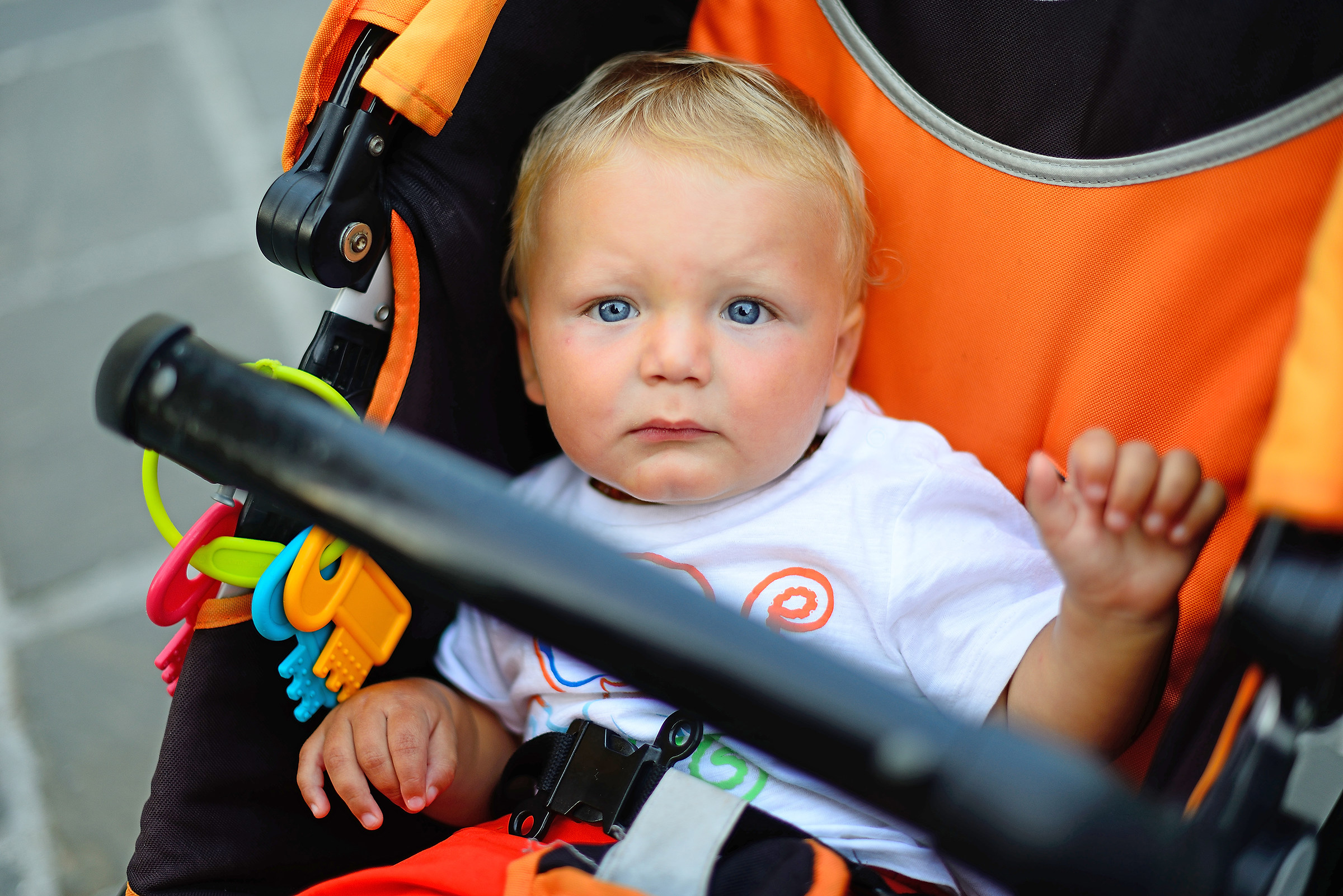 The baby in the stroller ..