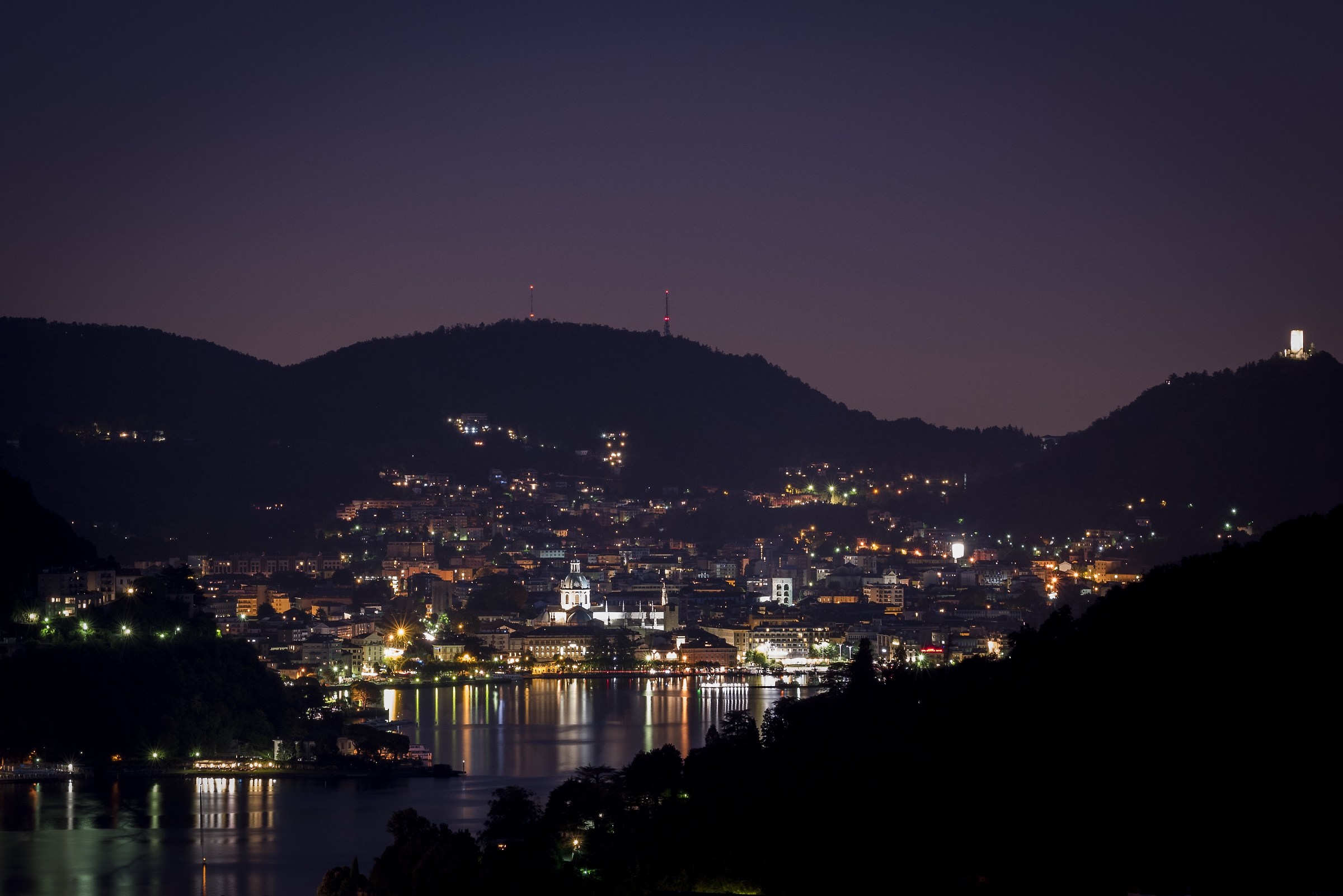 the top of the Duomo of Como Towering
