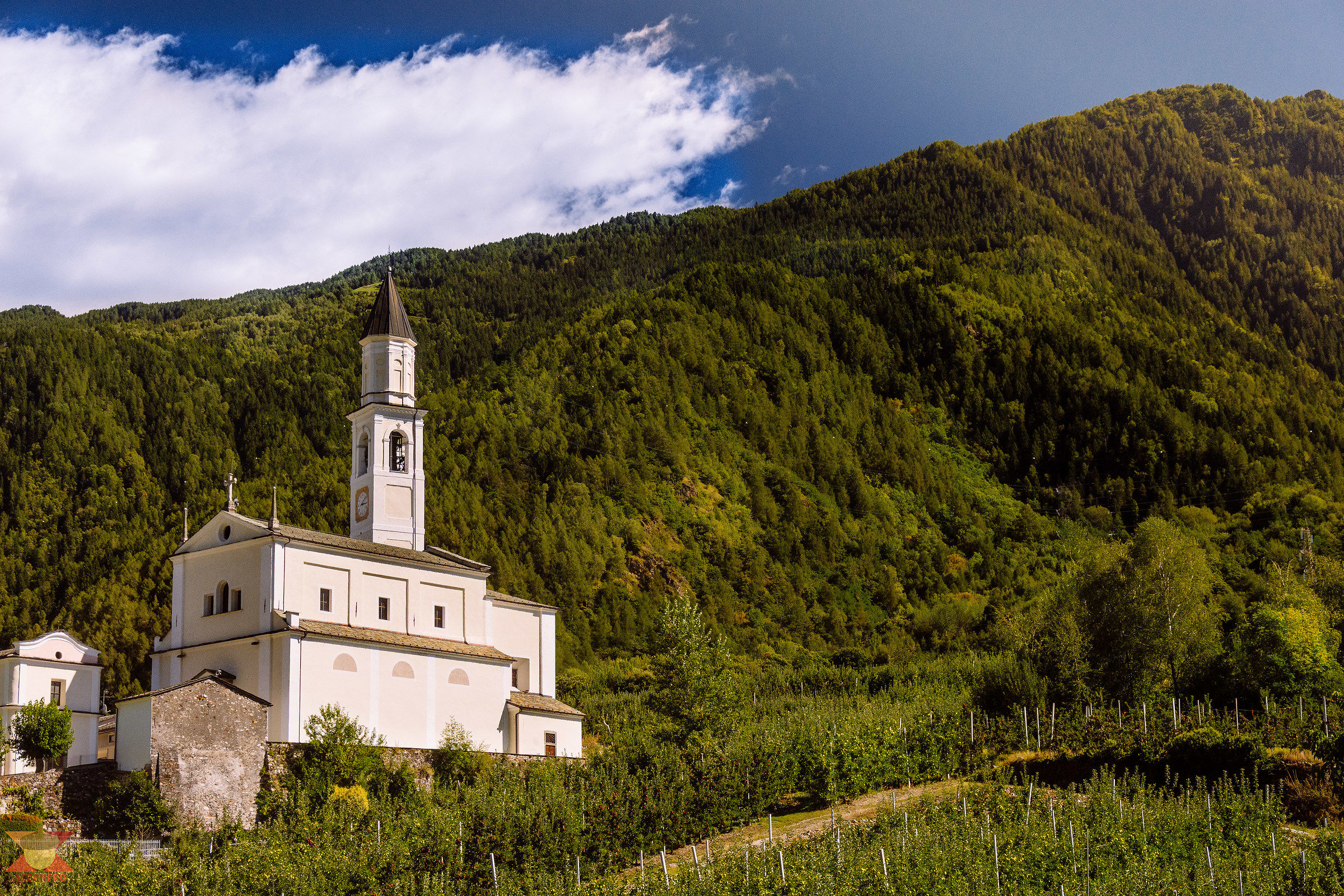 Sernio Church and apple orchards