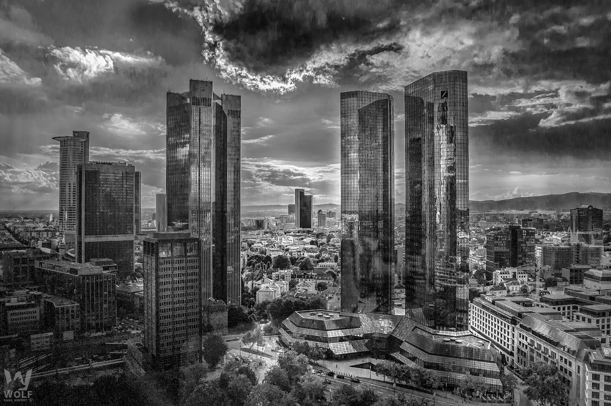 Frankfurt Skyline in bianco e nero