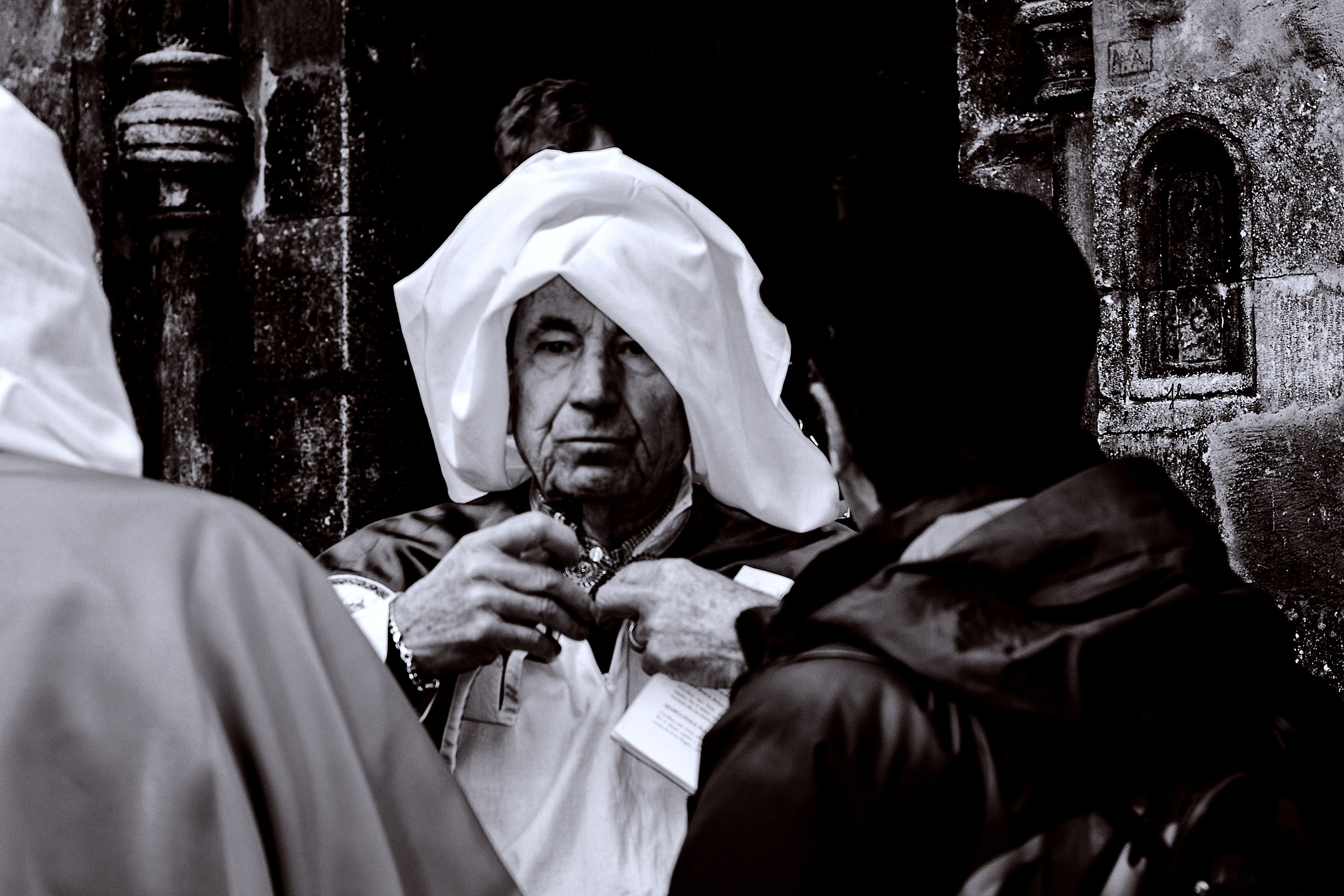 procession of hooded - preparation