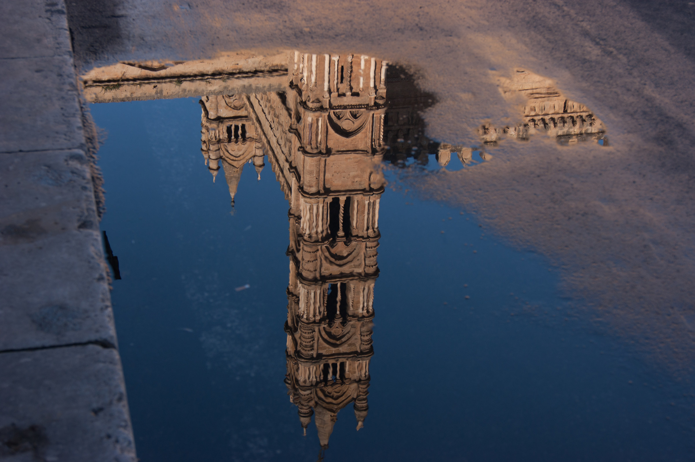 Cathedral of Palermo from a puddle