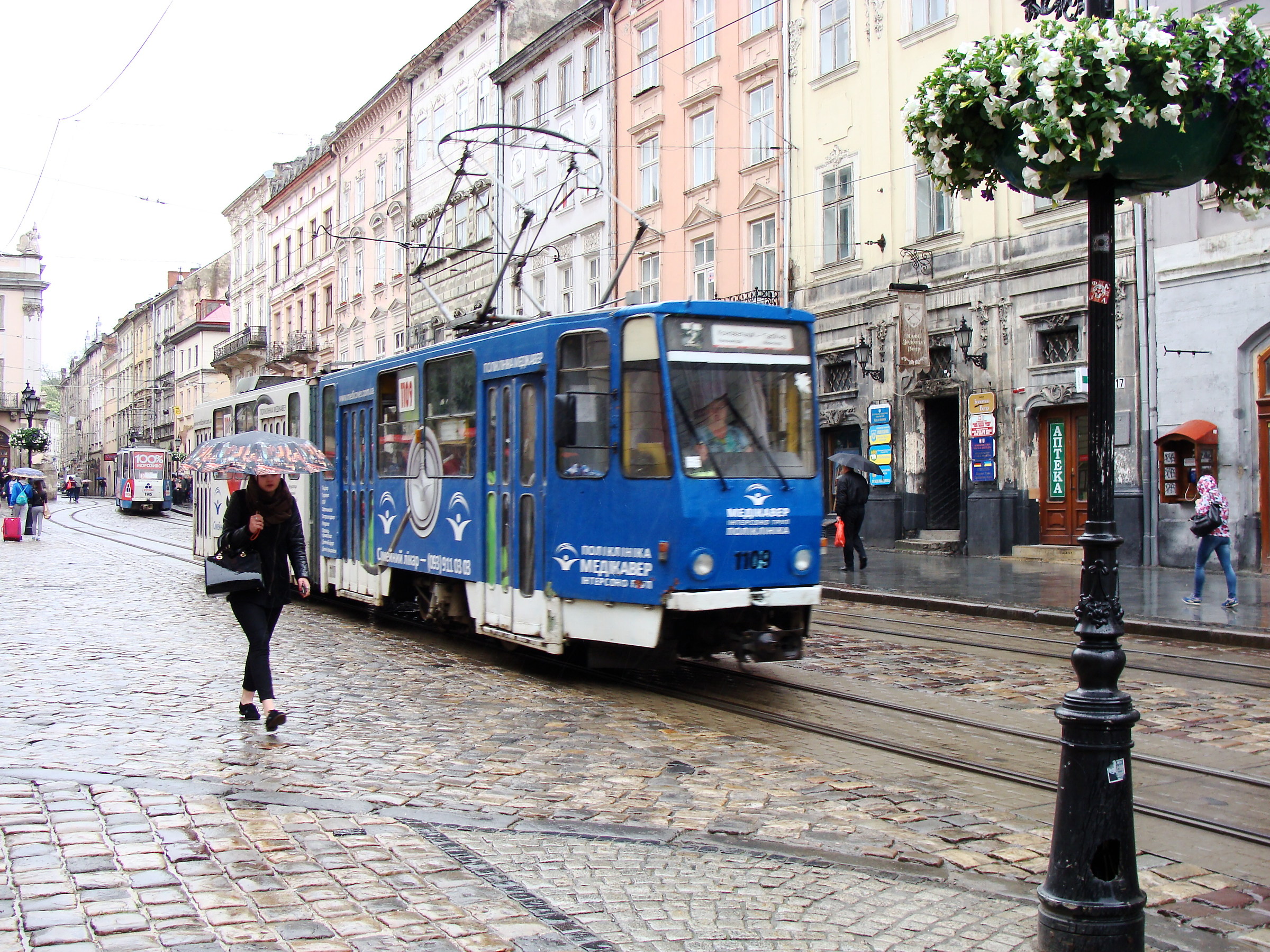 Tram in Lviv, are lively and colorful