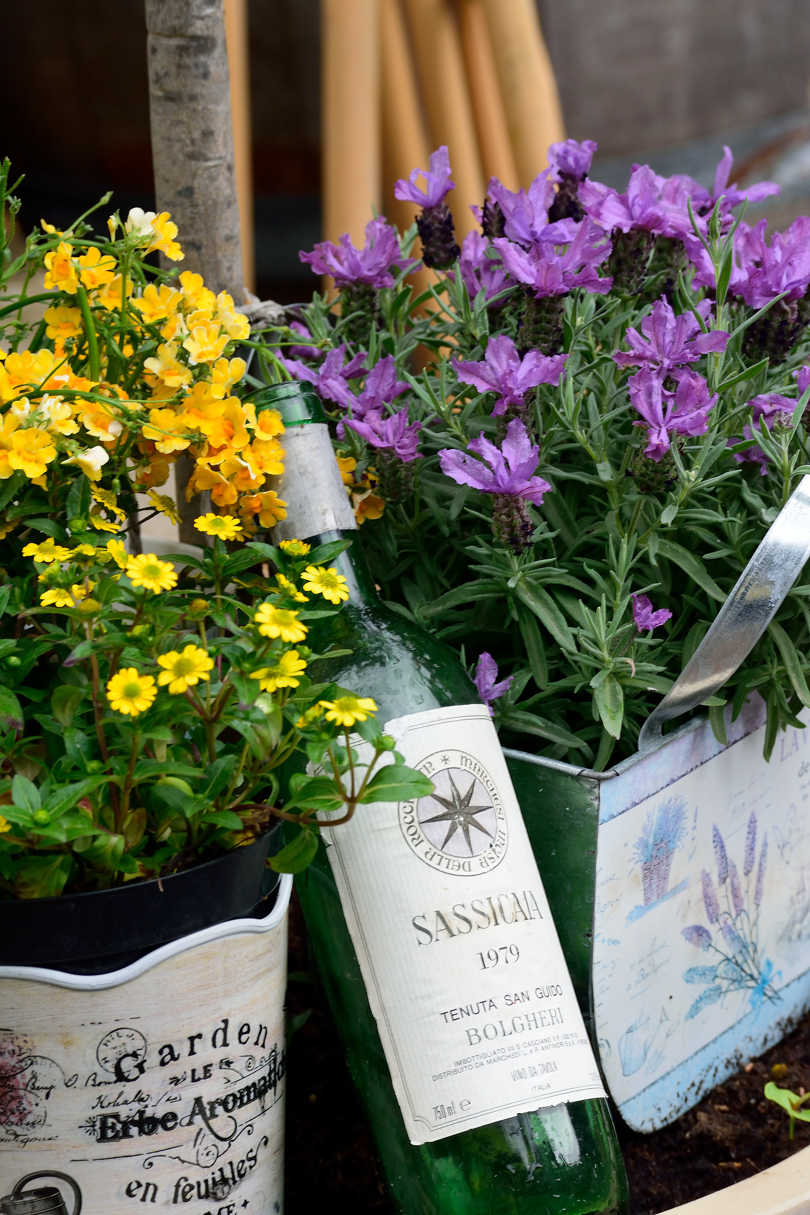 Flowers, and white wine