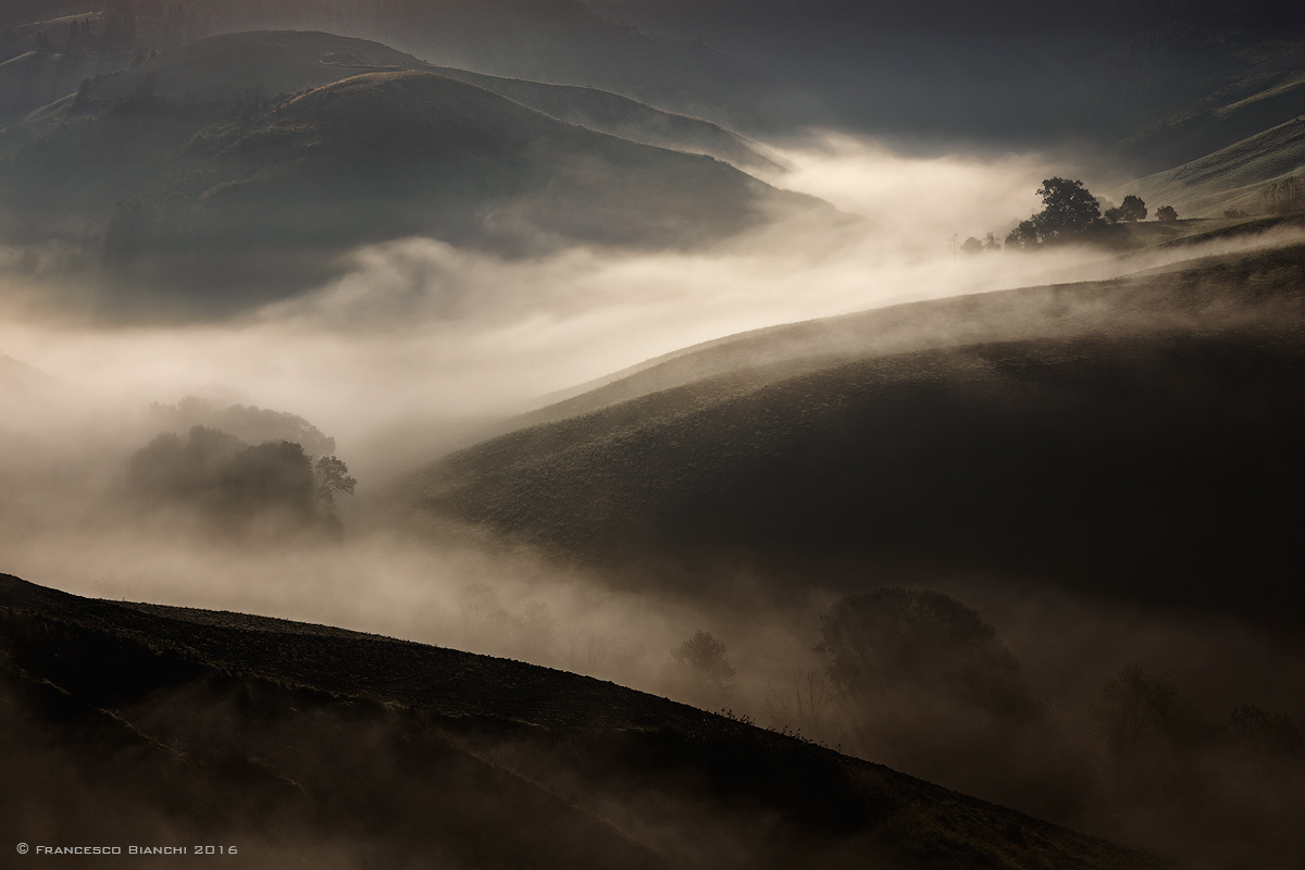 Morning mist on the hills of Volterra