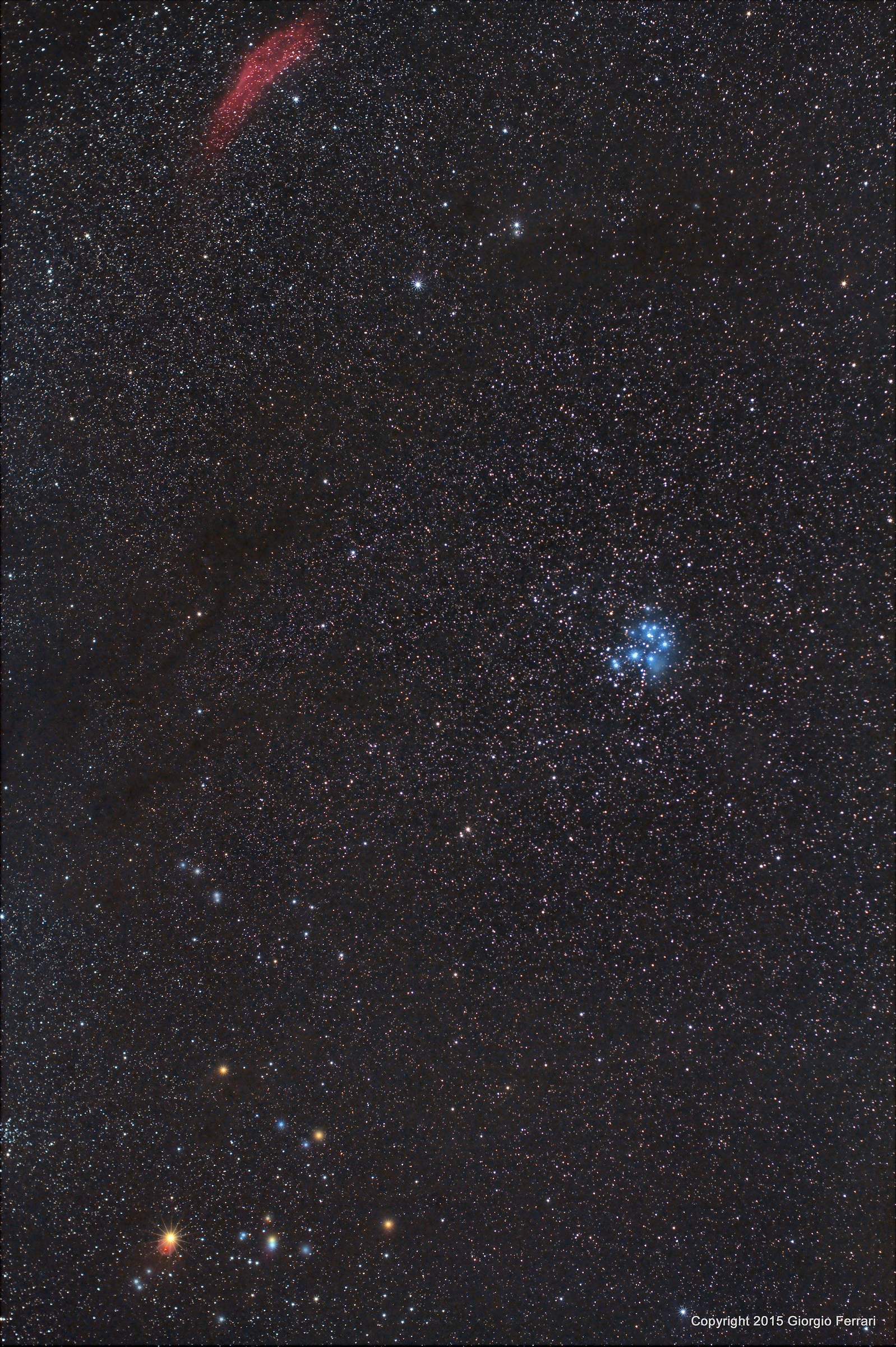 California Nebula, Pleiades and Hyades