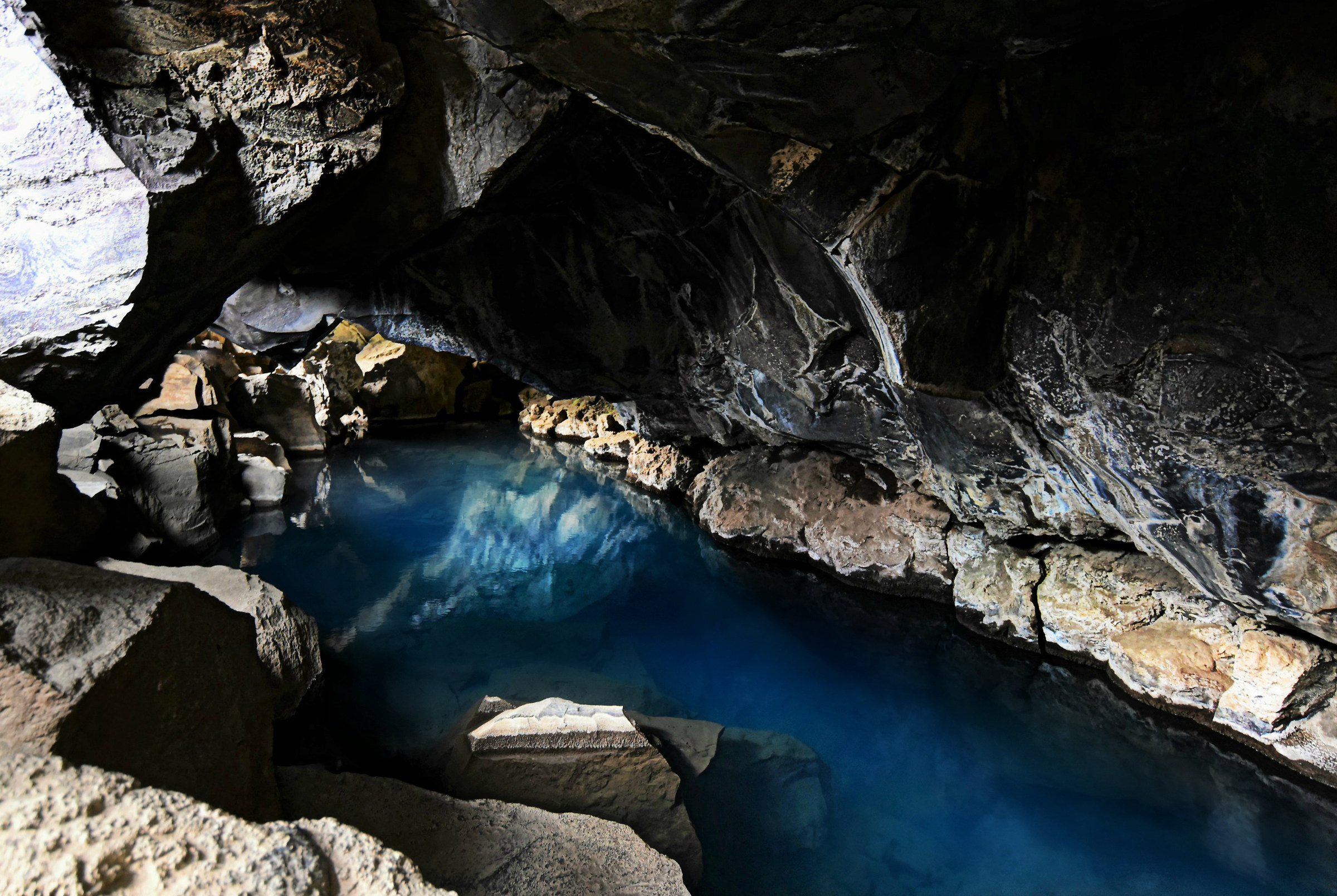 Inside Grjótagjá Thermal Spring