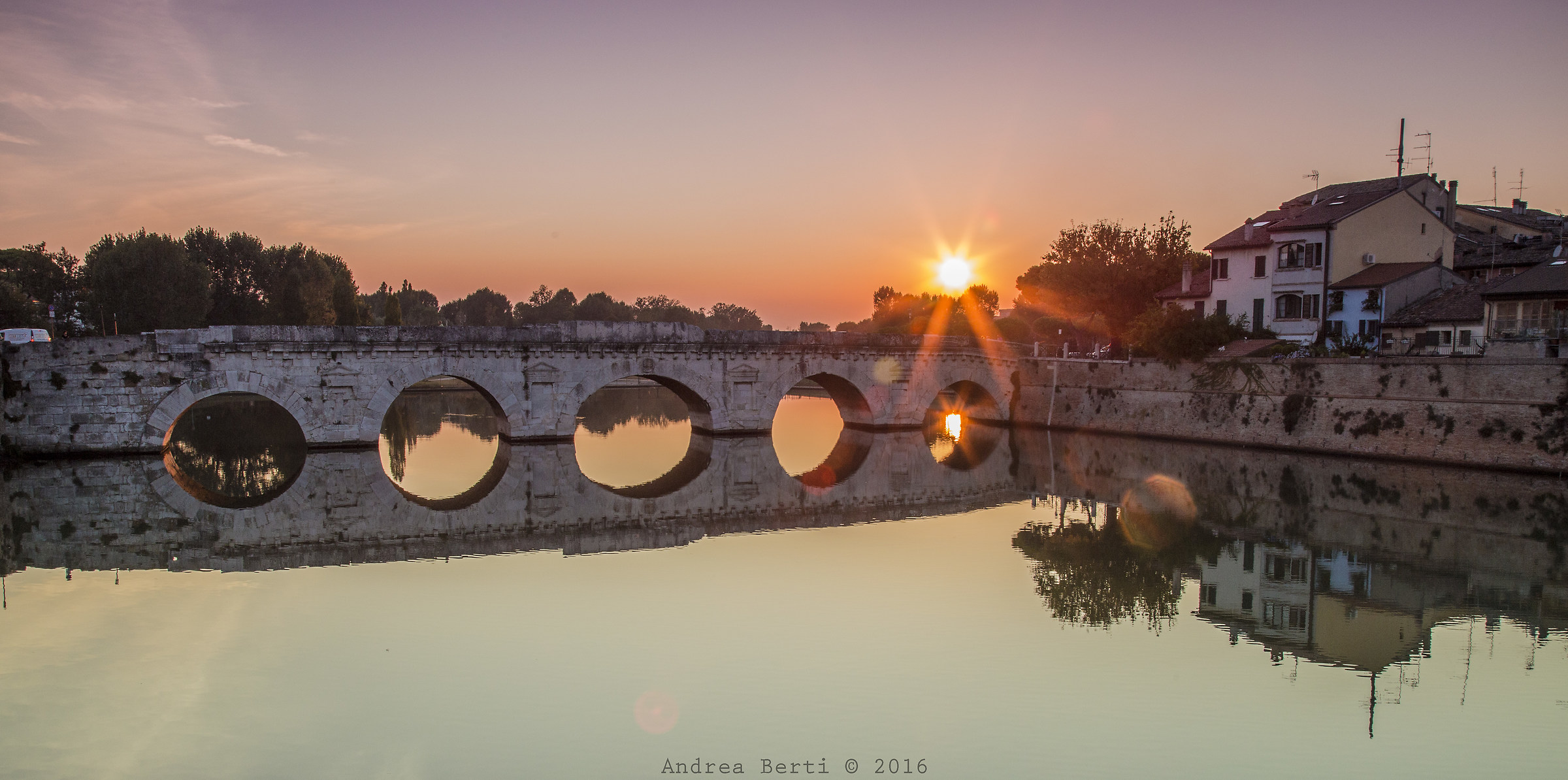 Tiberius Bridge at sunset, Rimini