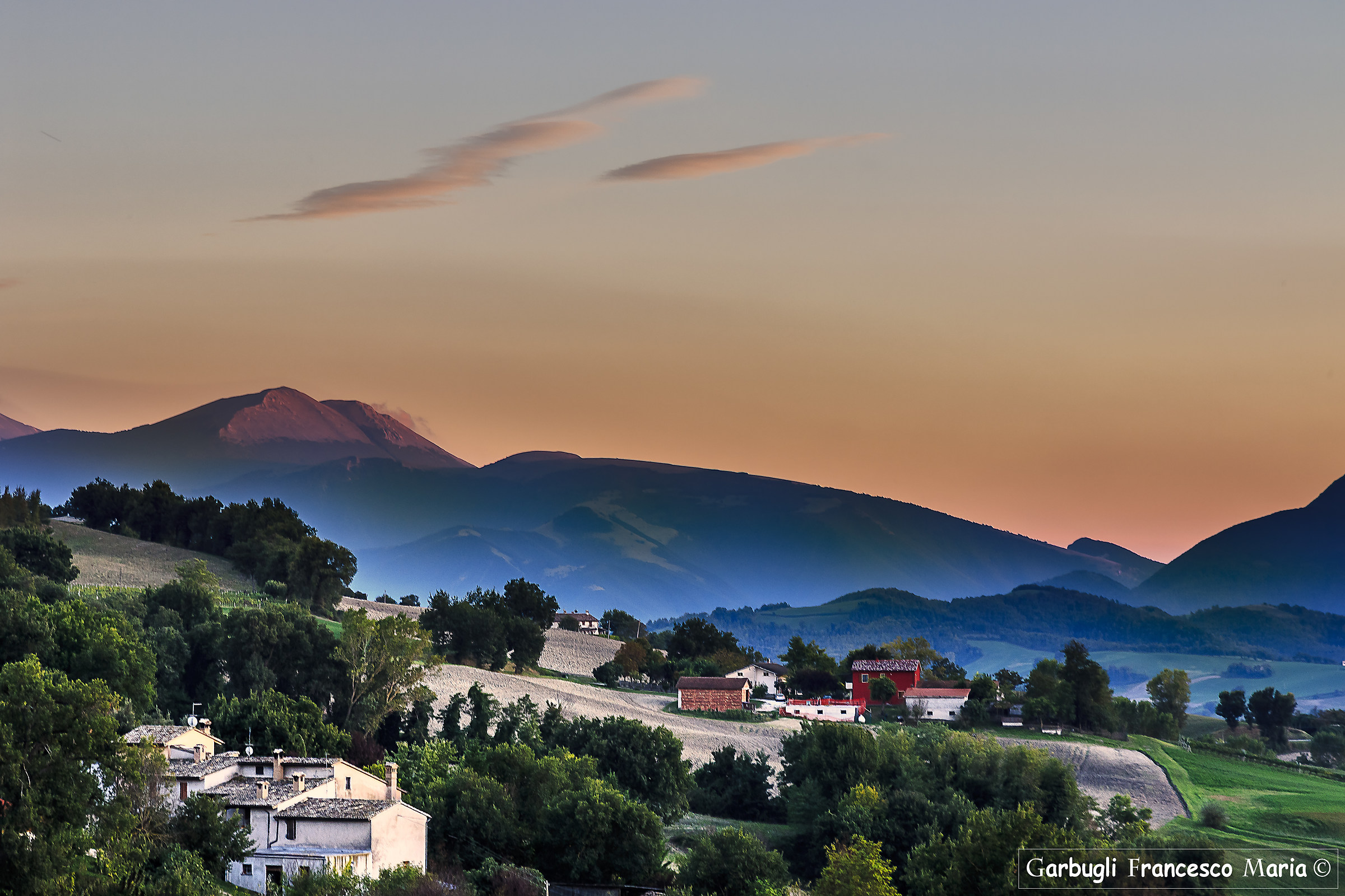 Mount Catria from the countryside of Urbino