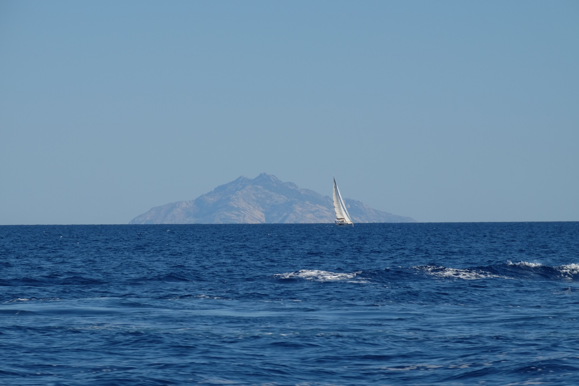 Montecristo, sailing off the coast of Punta Fetovaia, Elba