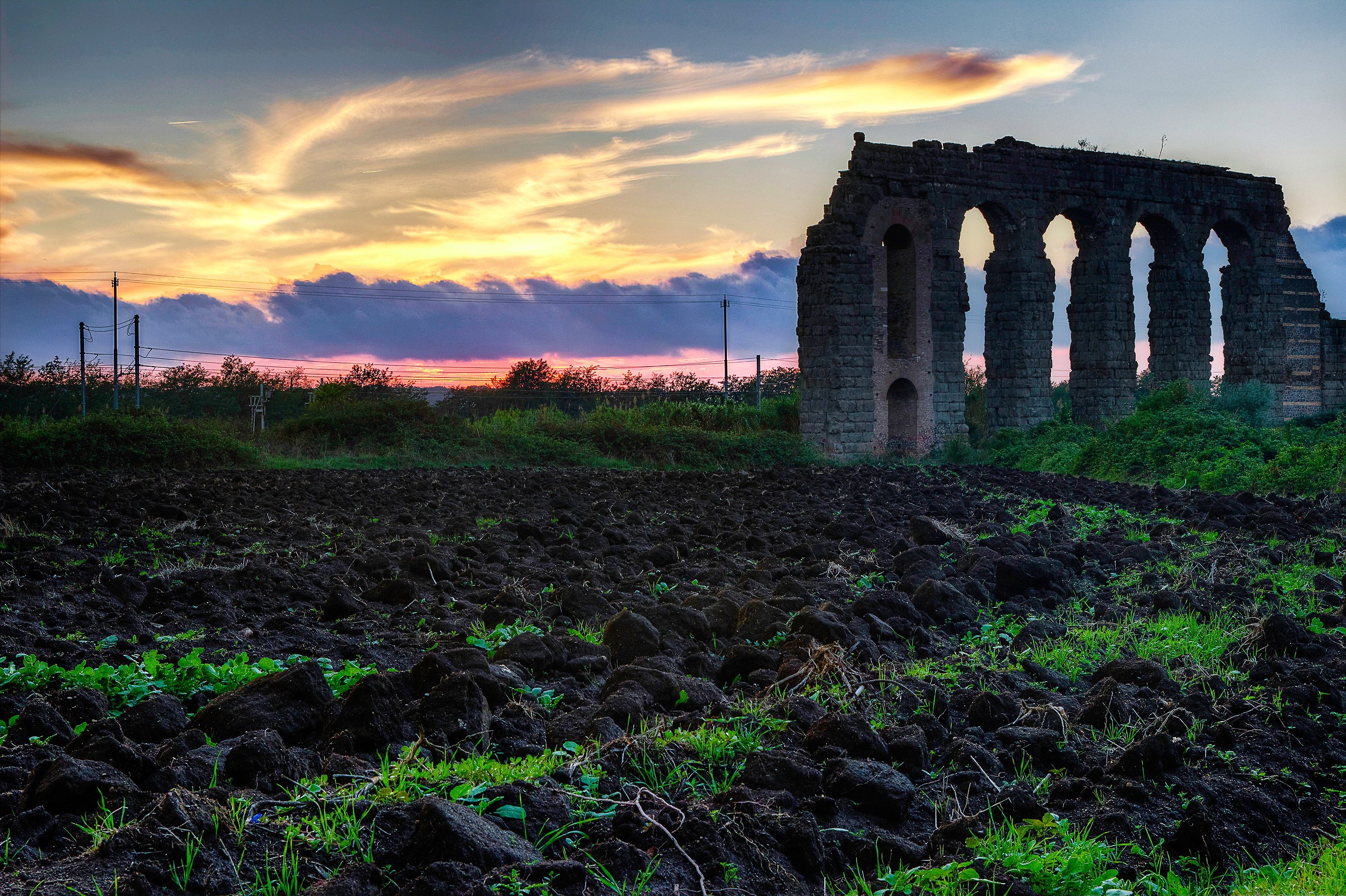 Water park at sunset