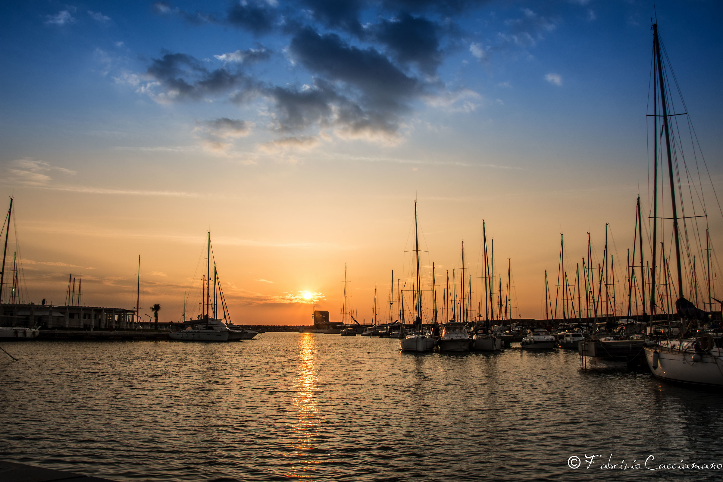 Sunset at the port of Marina di Pisa