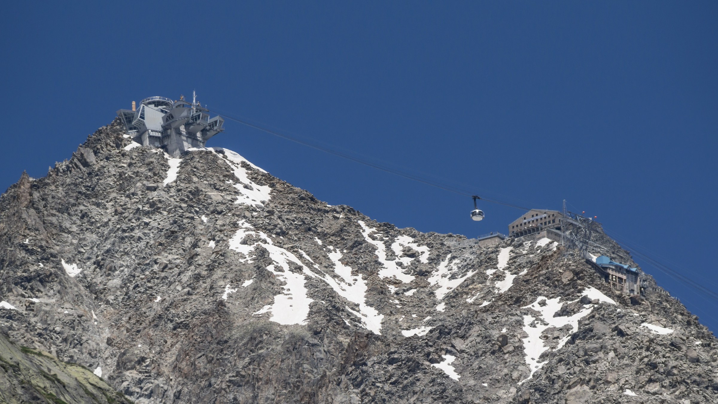 Punta Helbronner and Torino hut from Val Veny