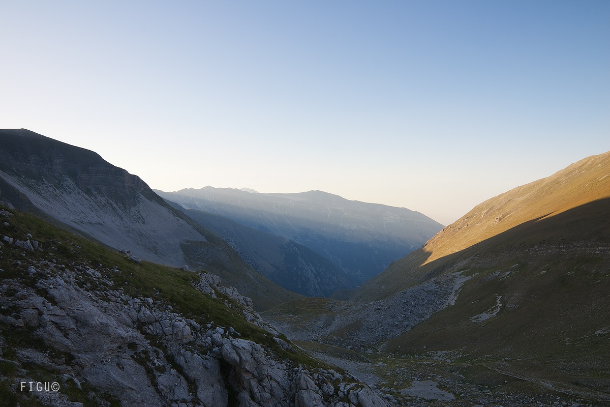 Tramonto sulla valle dei laghi di Pilato