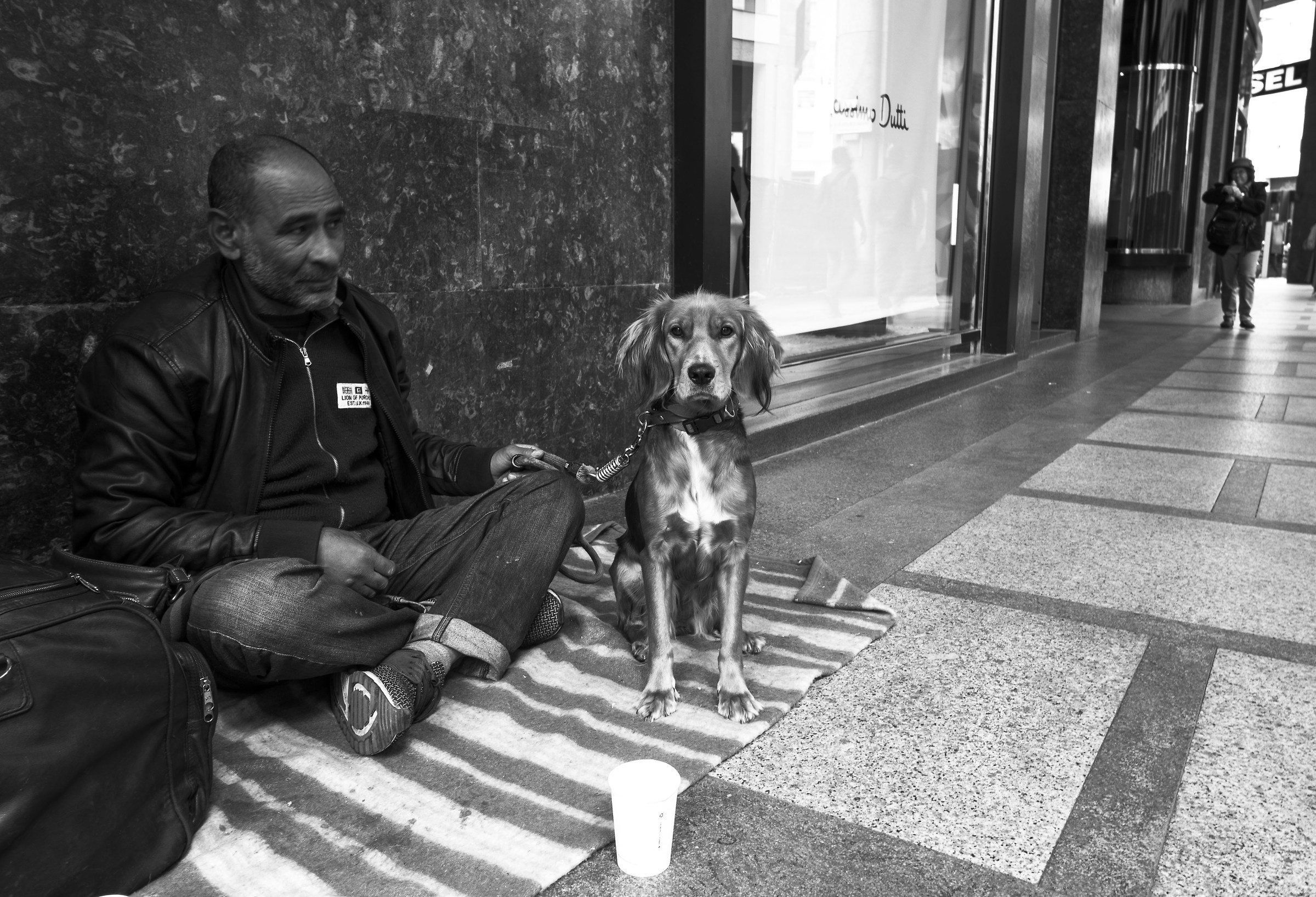 il cane,l'uomo e la donna con il telefonino