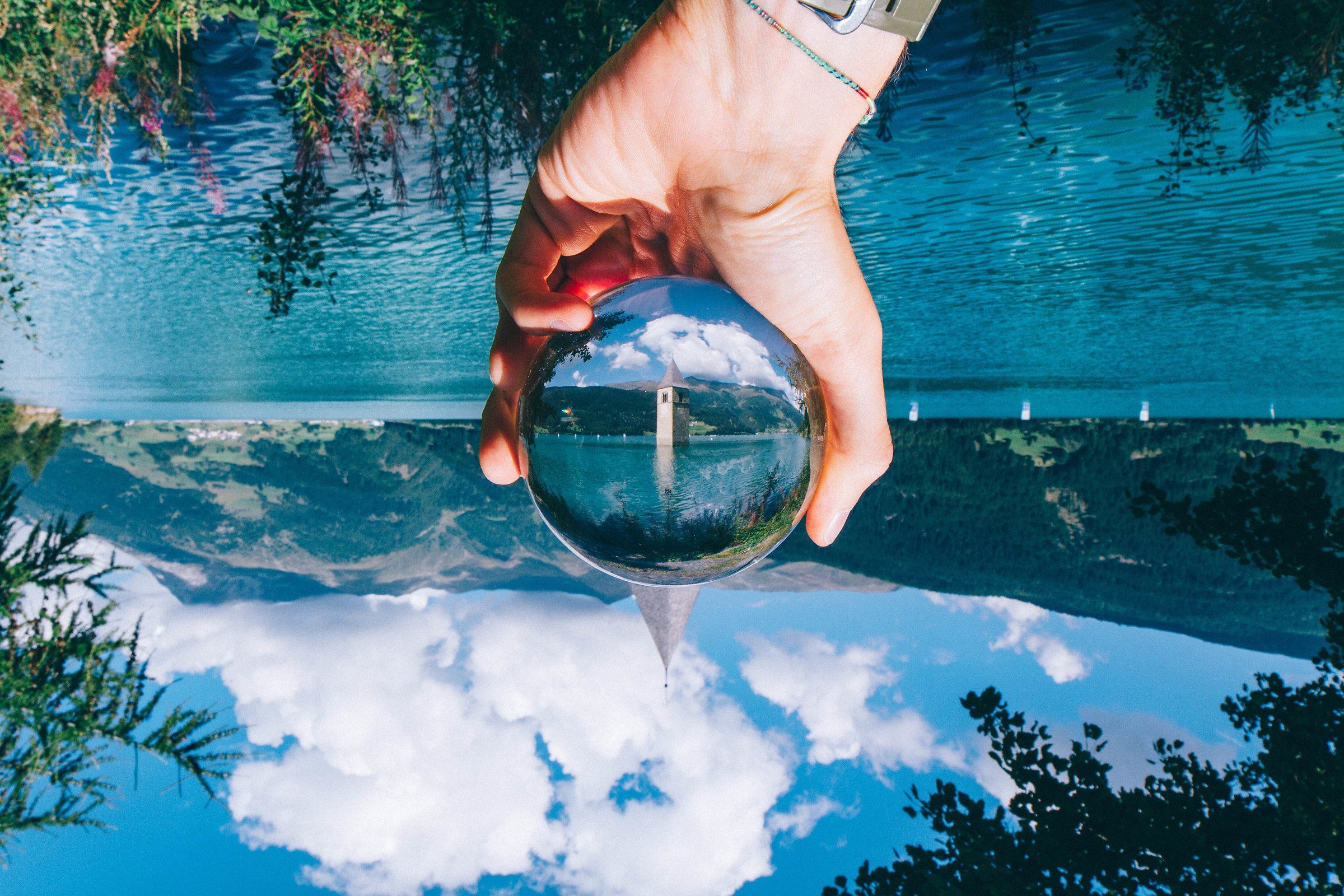 Looking into my crystal ball at Resia Lake! ?