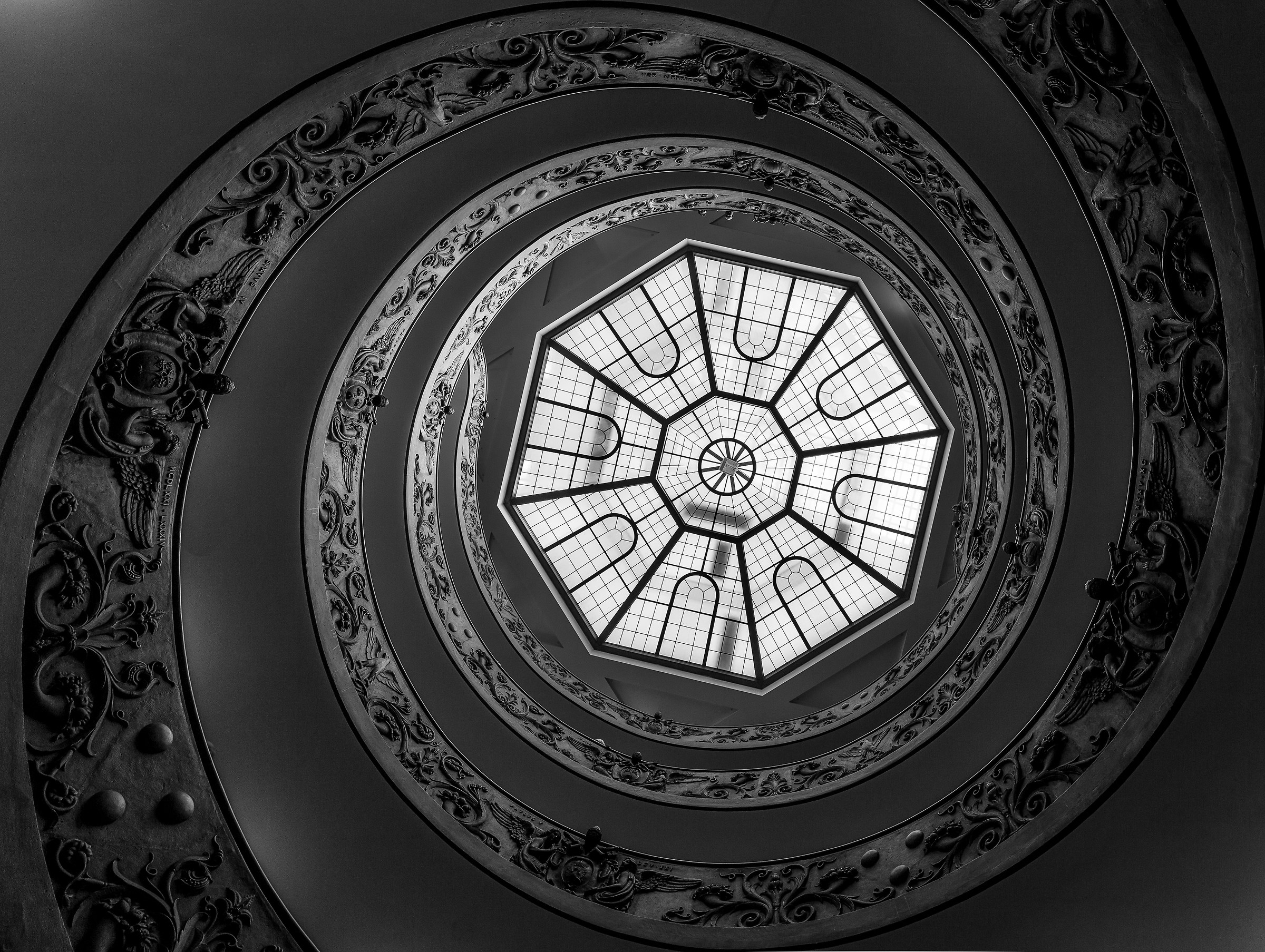 Staircase of the Vatican Museums, from below.