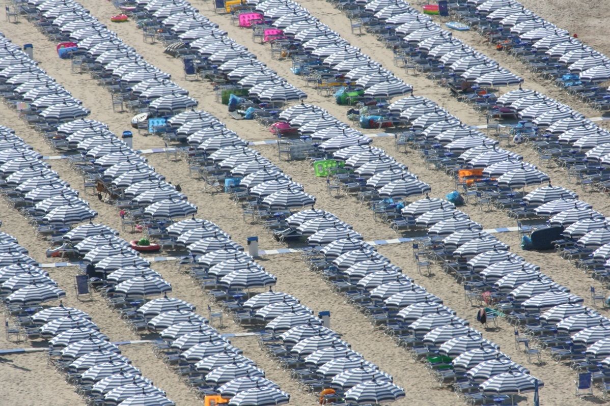 Rows of umbrellas!